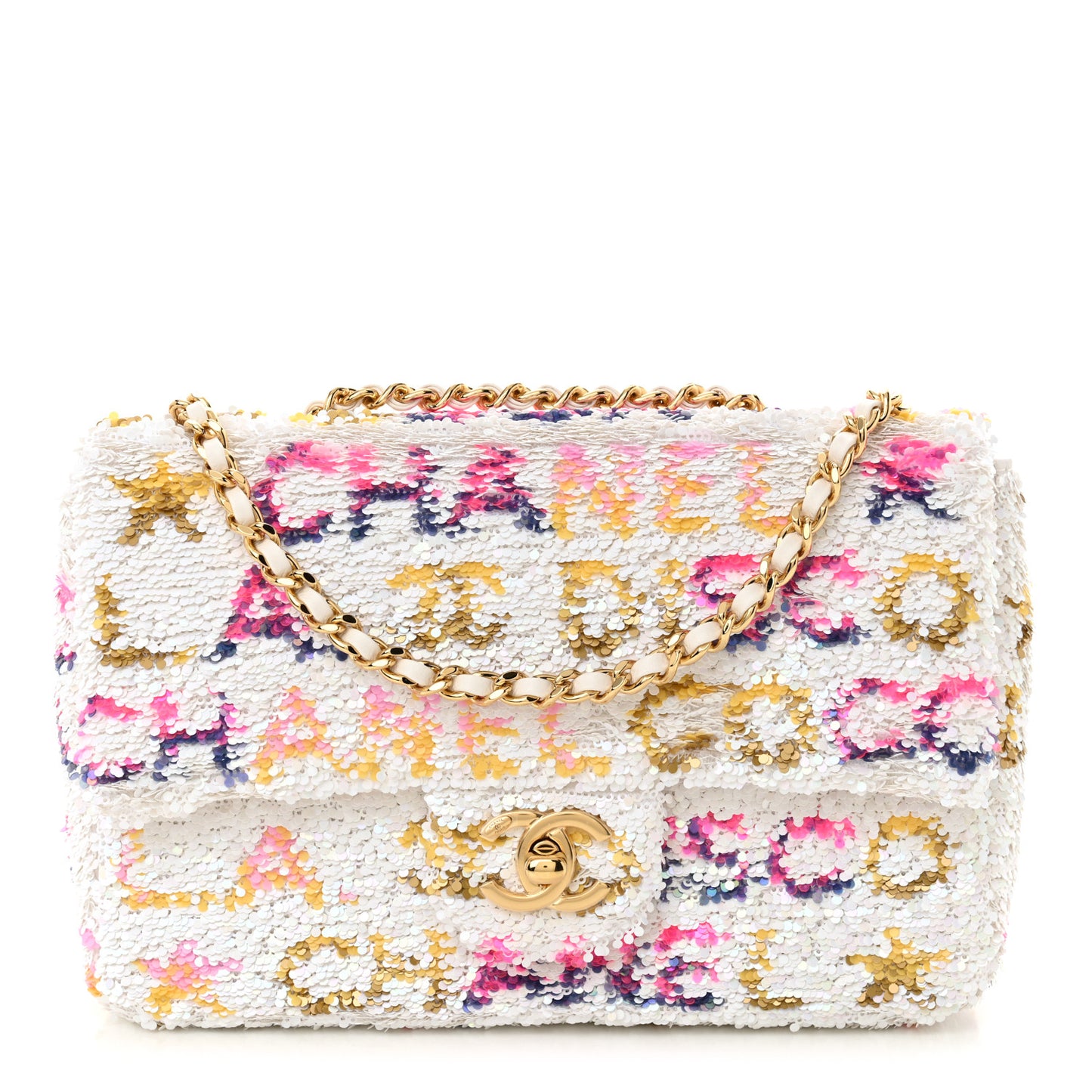 Sequin Logo Mini Rectangular Flap White Multicolor White Multicolor