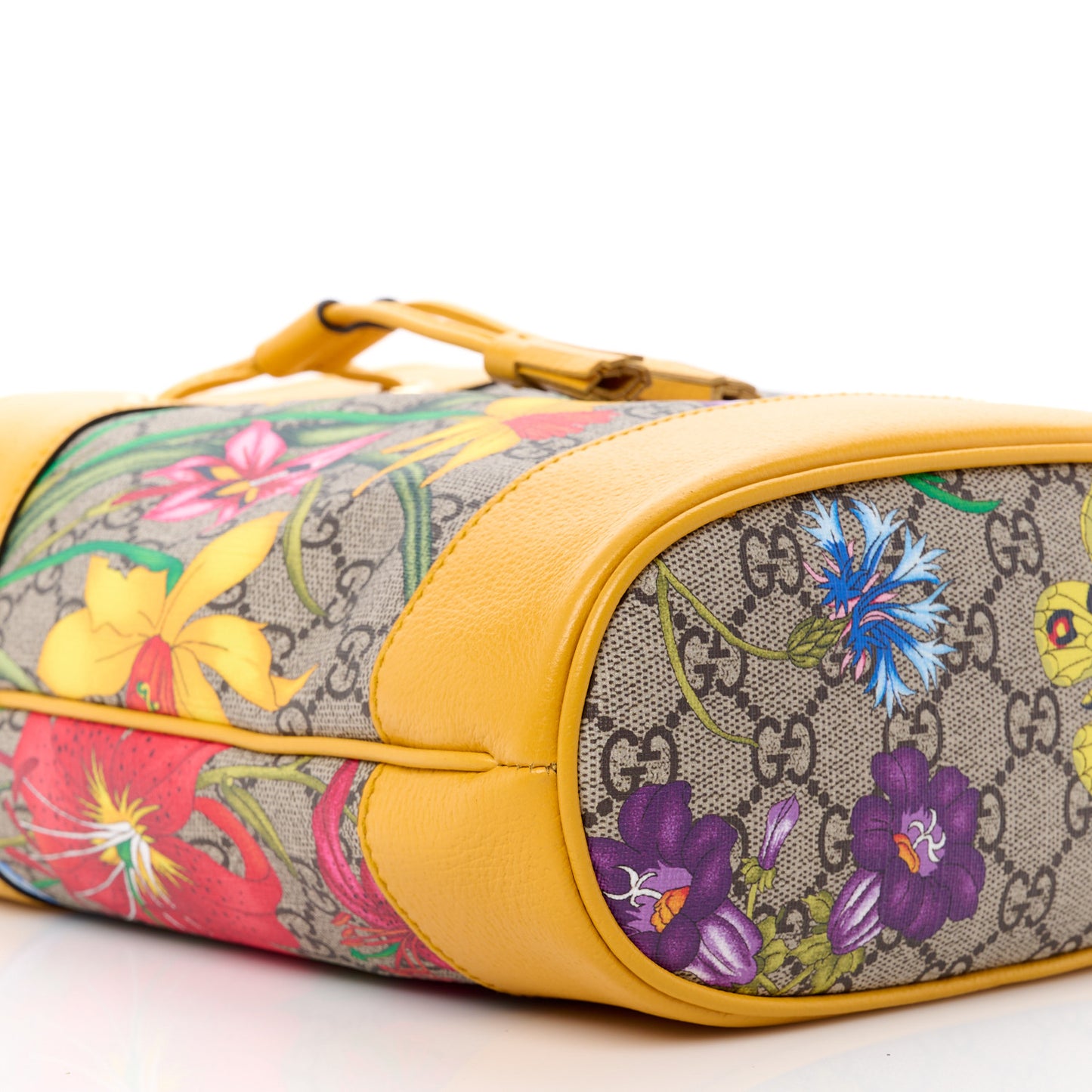 GG Supreme Monogram Flora Small Ophidia Bucket Bag Beige Multicolor Crop