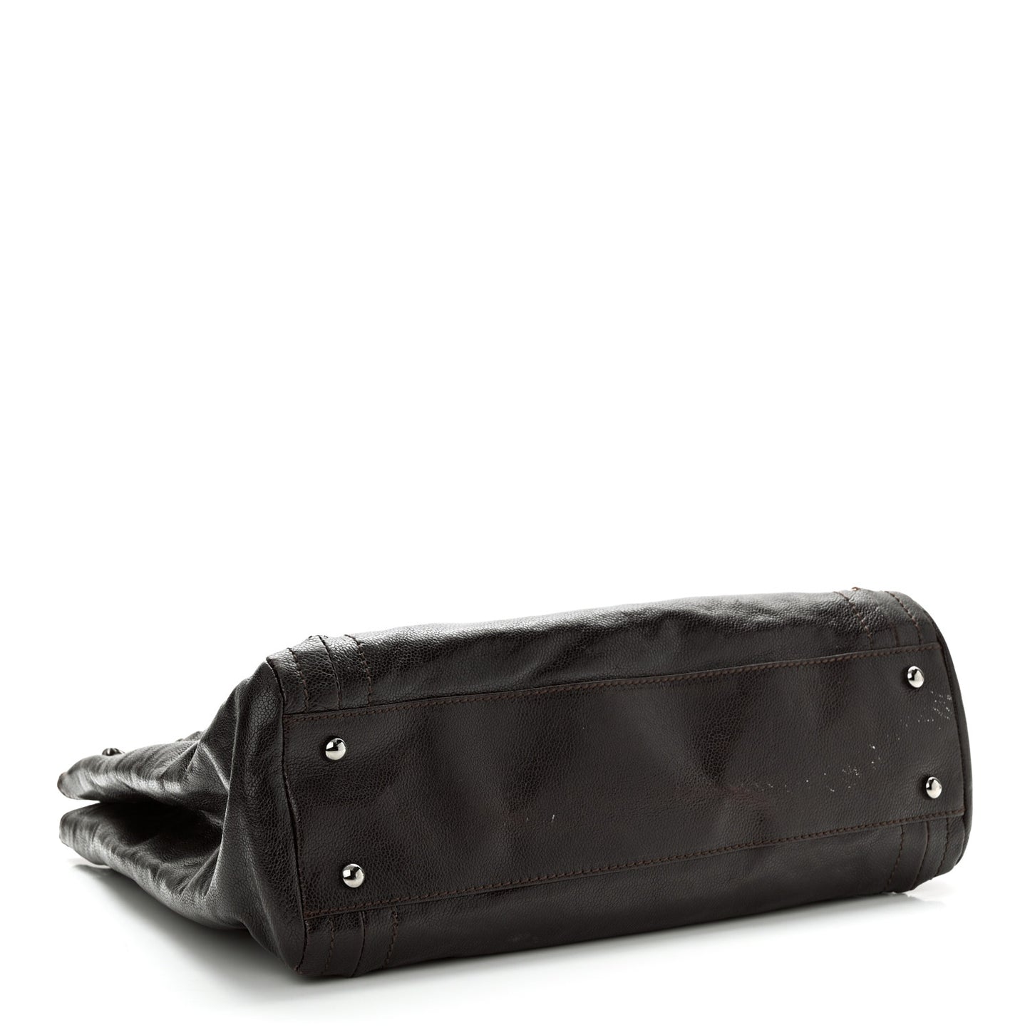 Glazed Caviar Modern Chain Tote Brown