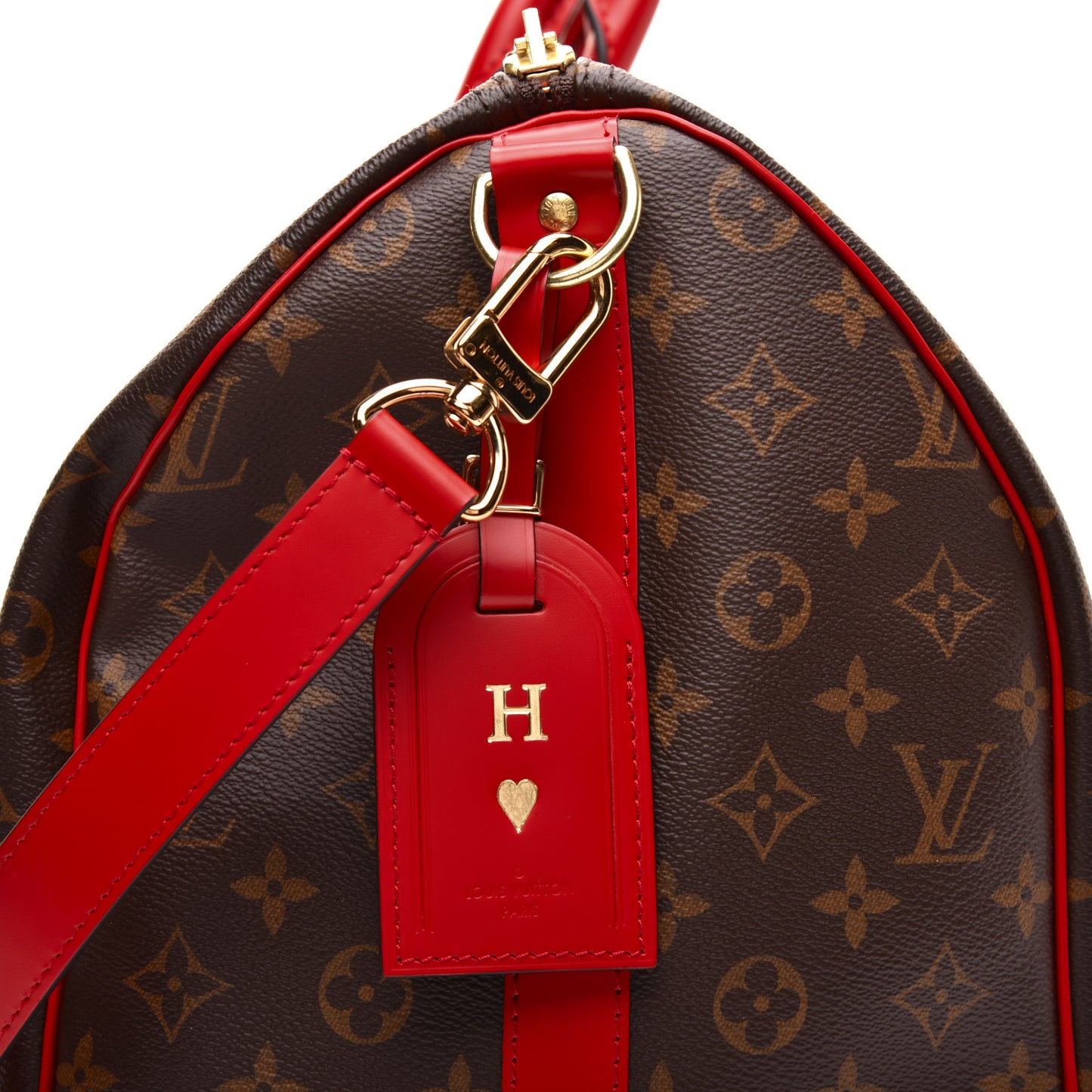 Calfskin Monogram Keepall Bandouliere 50 Coquelicot