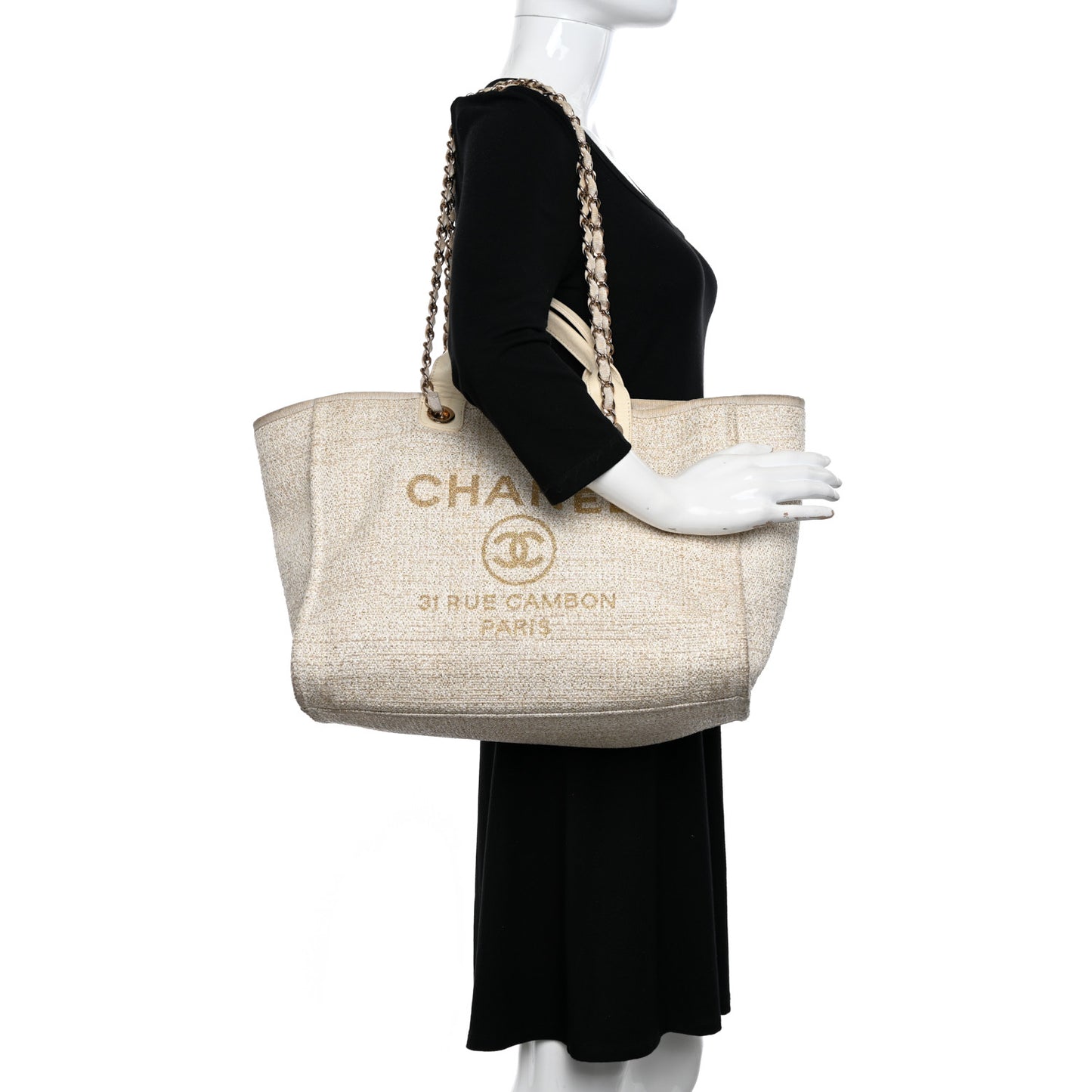 Canvas Large Deauville Tote Ivory