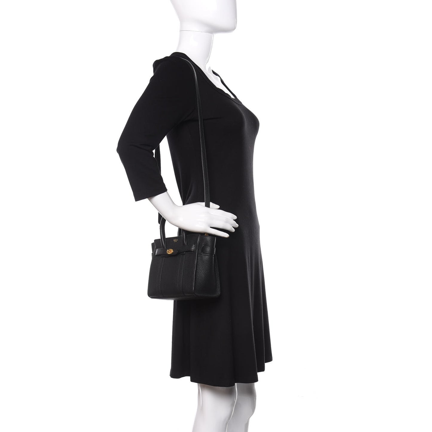 Small Classic Grain Micro Bayswater Zip Tote Black