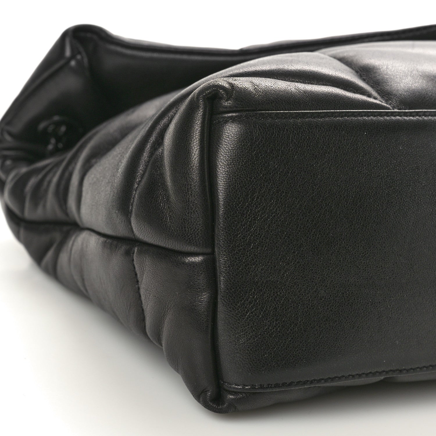 Saint Laurent Lambskin Quilted Monogram Monochrome Medium Loulou Puffer Chain Satchel Black 9 of 10