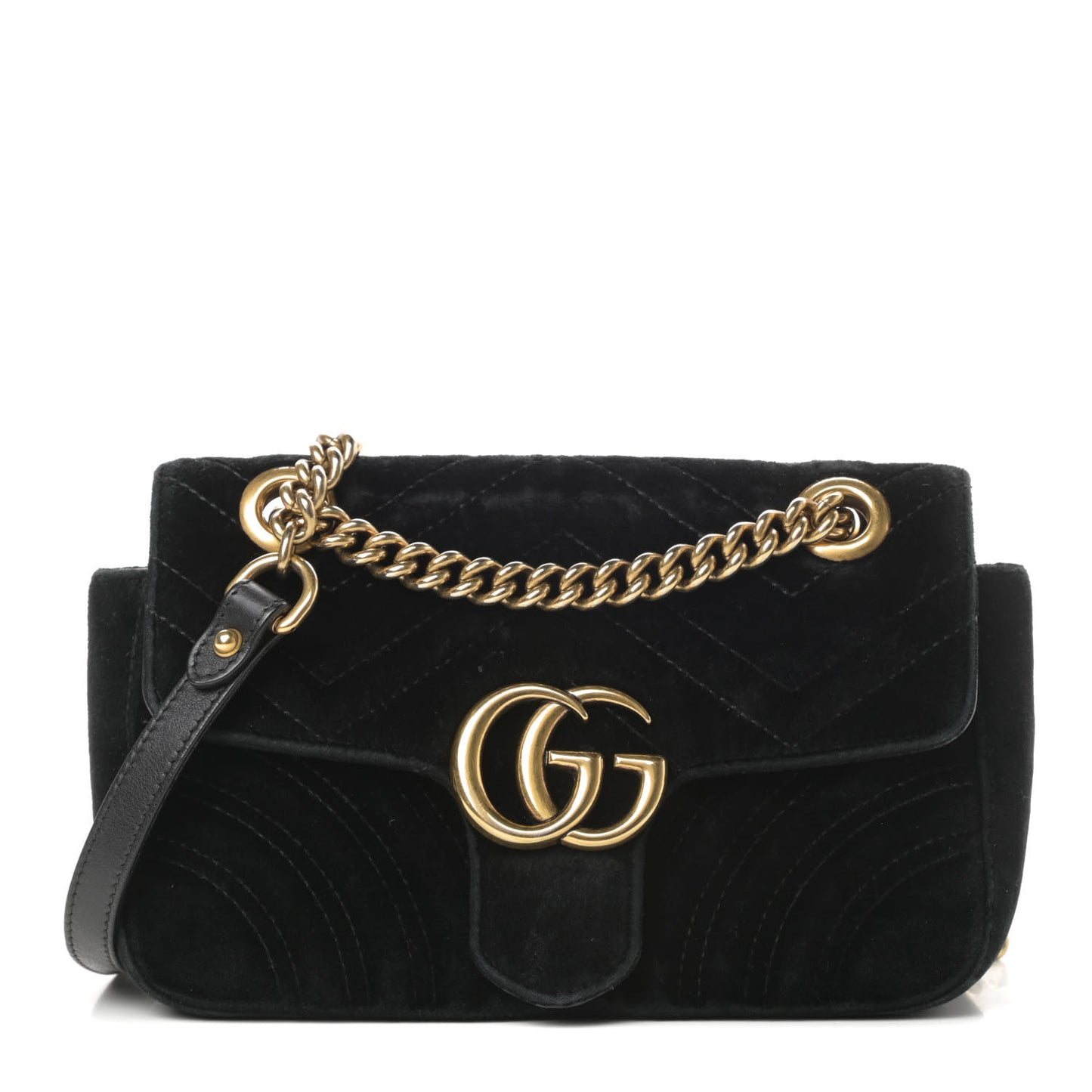 Velvet Matelasse Mini GG Marmont Shoulder Bag Black