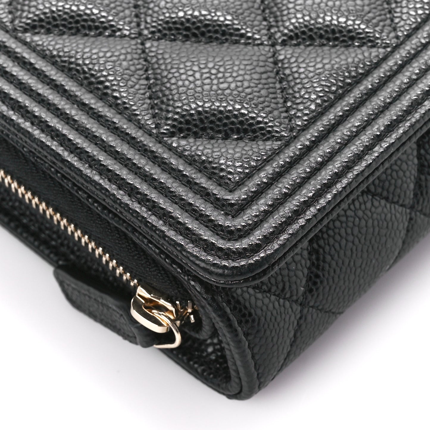 Caviar Quilted Boy Wallet On Chain WOC Black