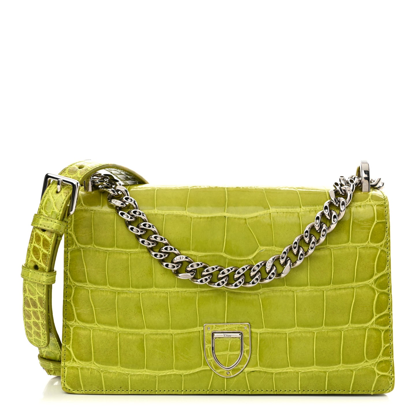 Crocodile Medium Diorama Flap Bag Green
