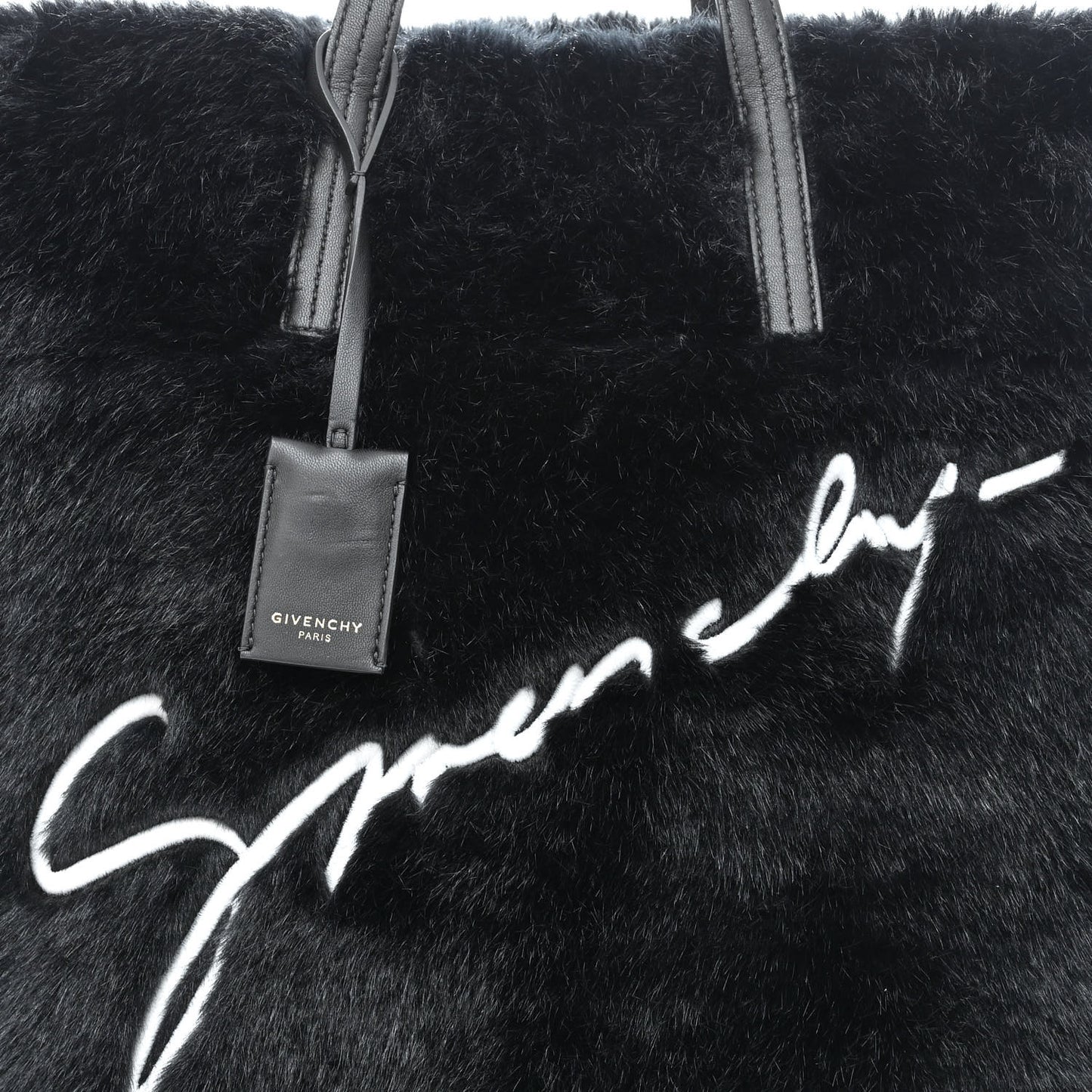 Faux Fur Duo Shopper Tote Black White