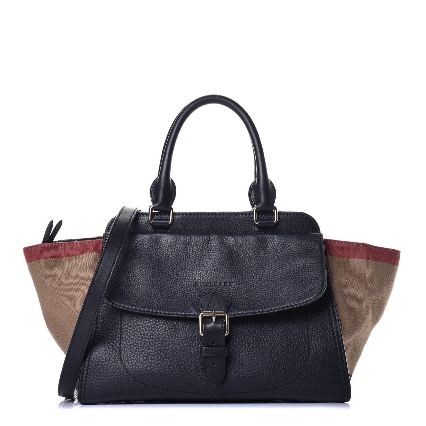 Canvas Mega Check Grained Calfskin Medium Harcourt Satchel Black
