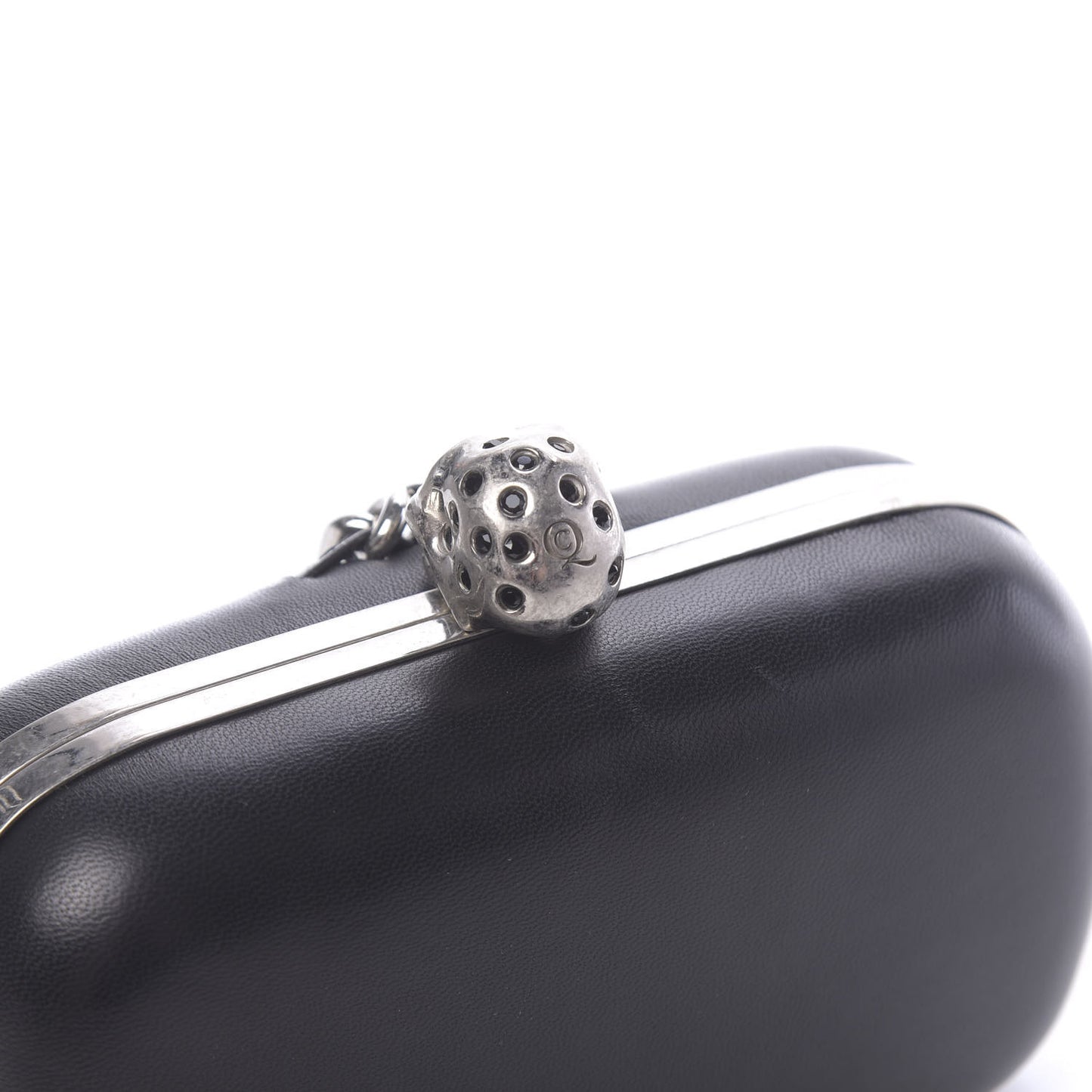 Nappa Skull Chain Box Clutch Black