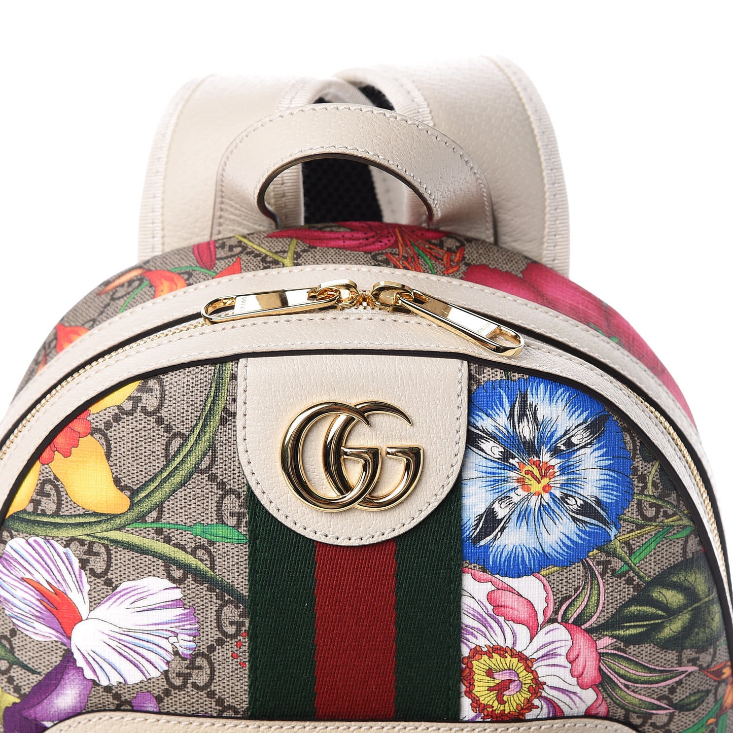 GG Supreme Monogram Flora Web Small Ophidia Day Backpack White