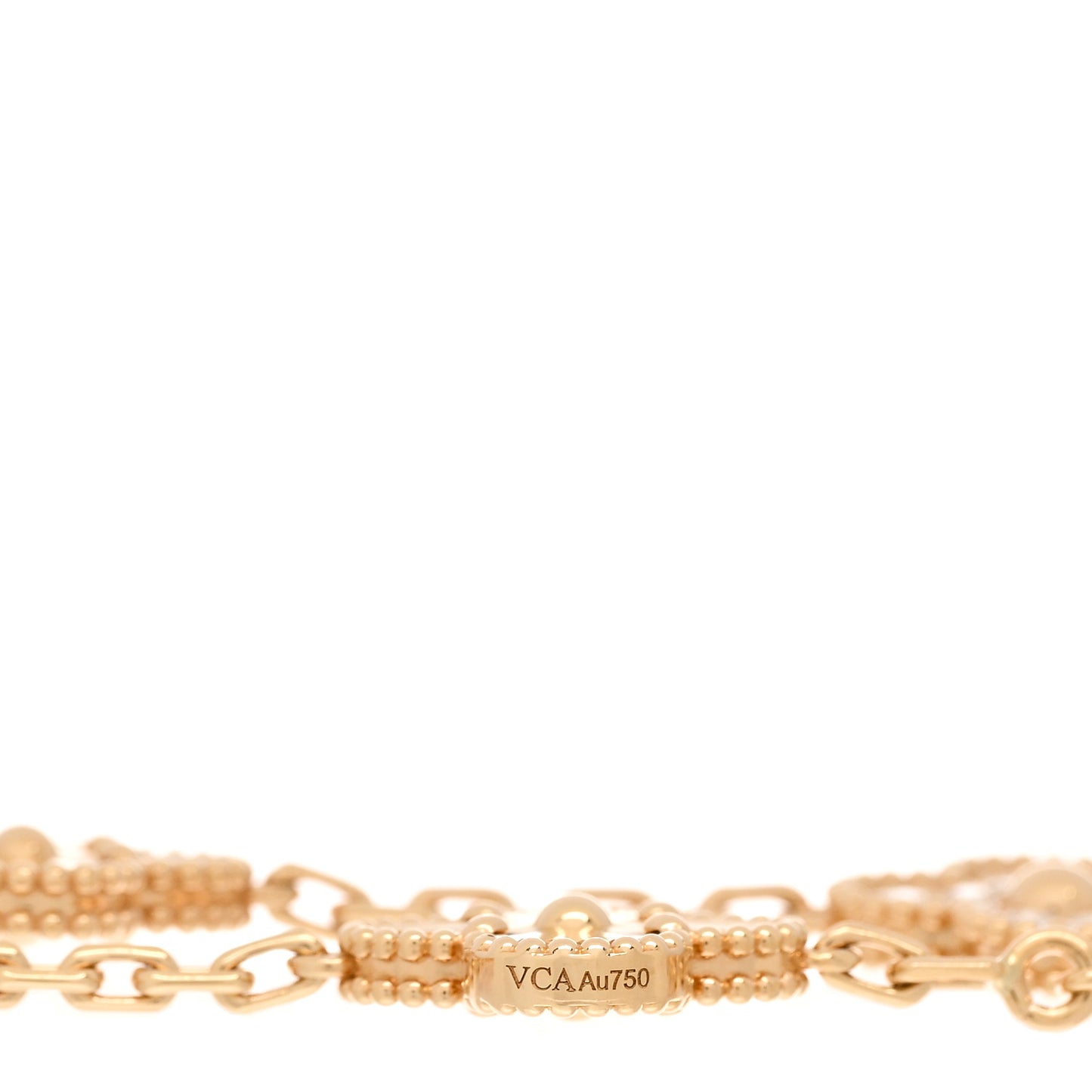 18K Yellow Gold Diamond 5 Motifs Guilloche Vintage Alhambra Bracelet
