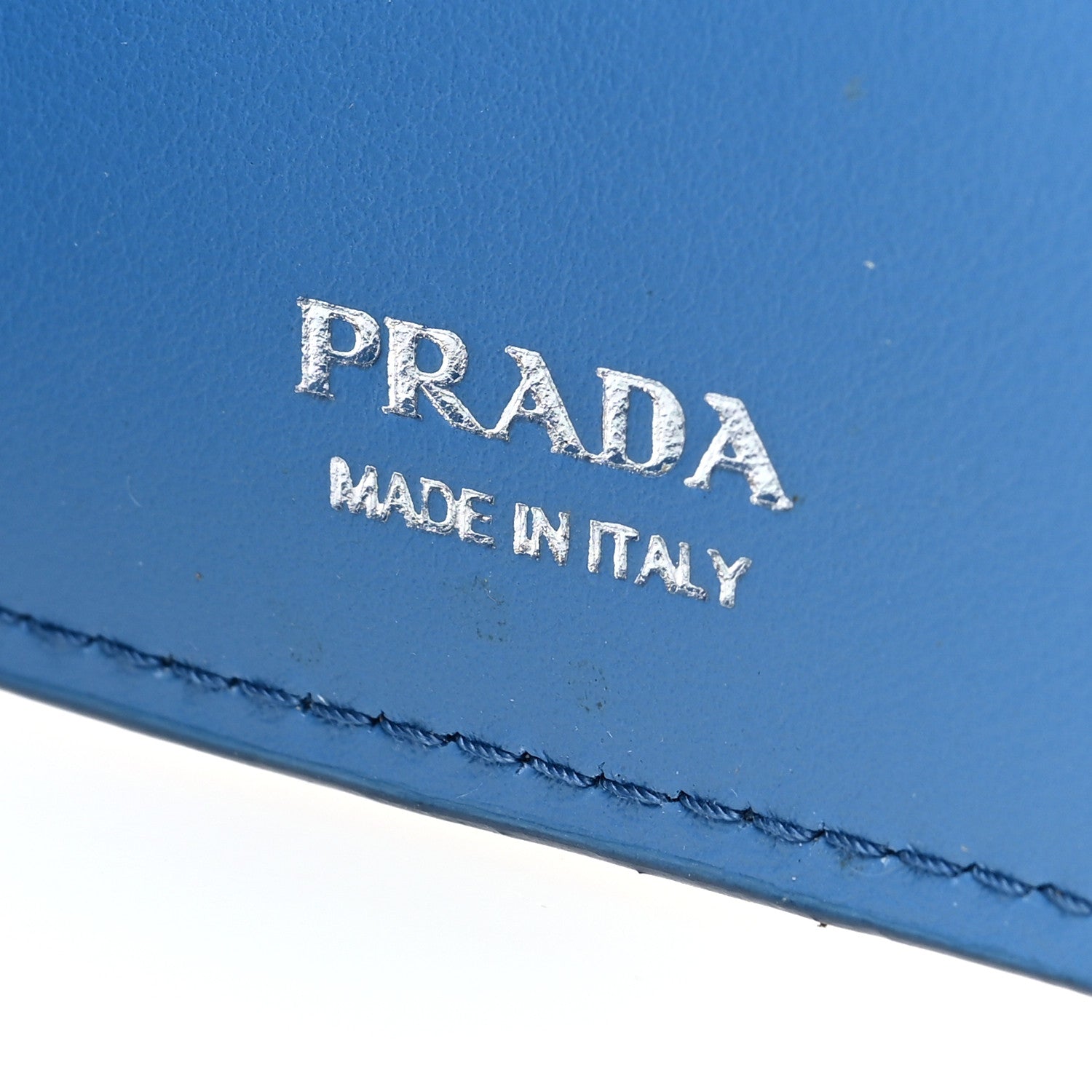 Prada Vitello Daino Triangle Continental Zip Wallet Blue 6 of 6