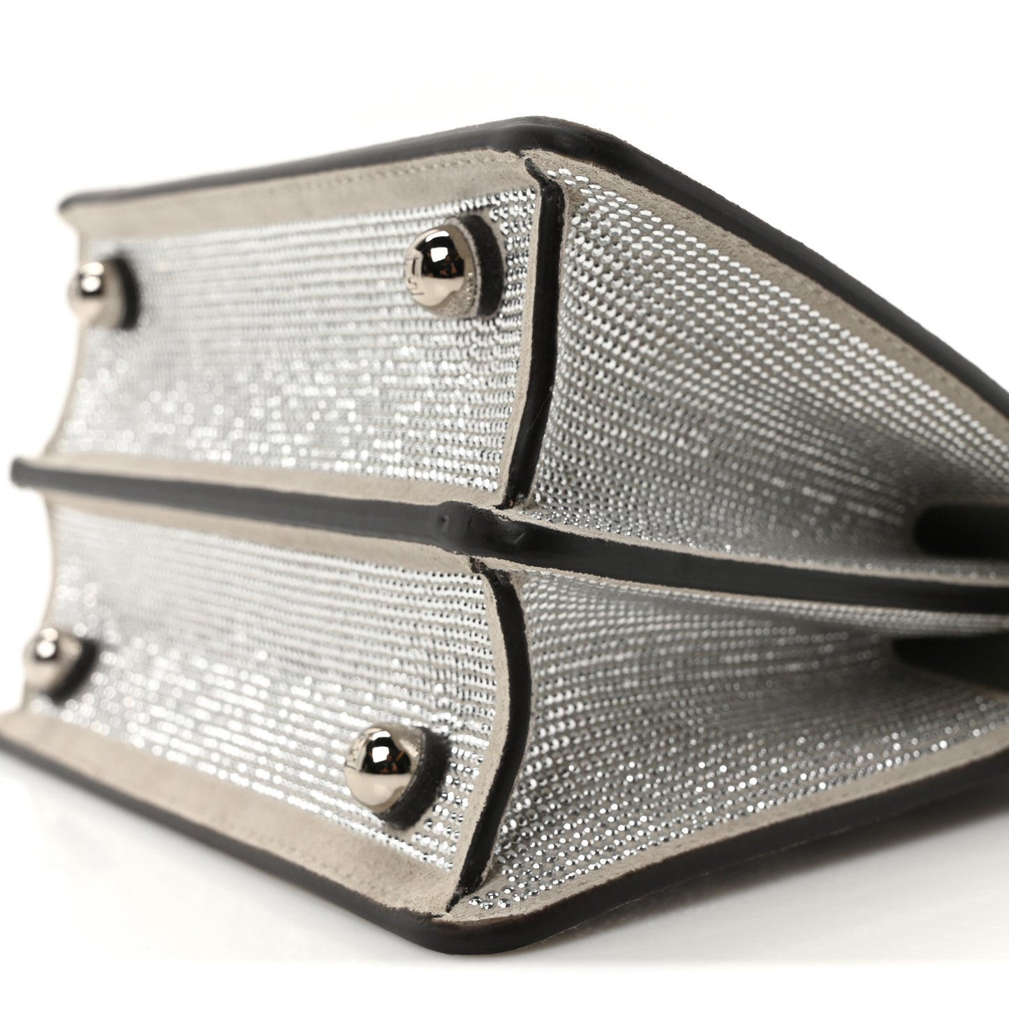 Iridescent Crystal Vitello Laminato Suede FF Petite Peekaboo I SEE U Satchel Cappuccino