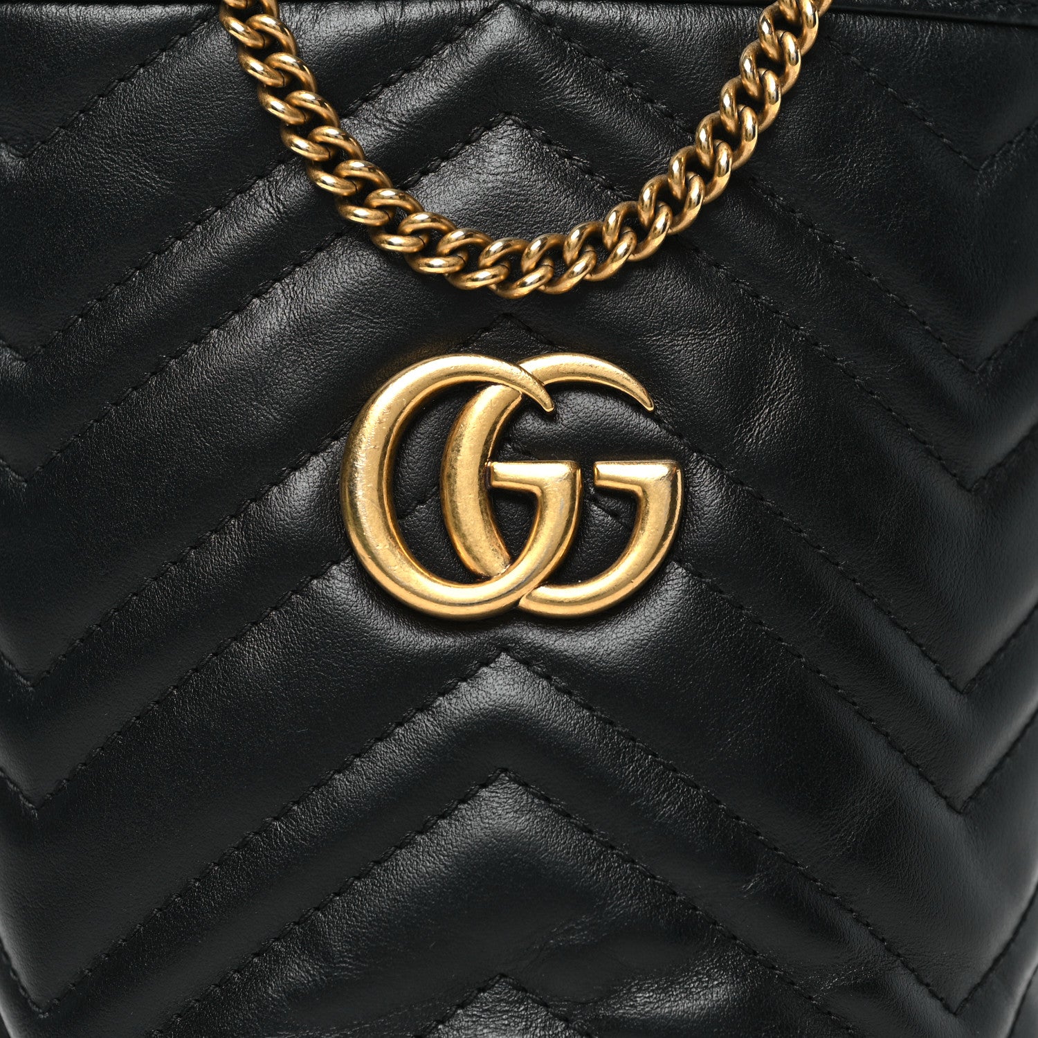 Gucci Calfskin Matelasse Mini GG Marmont 2.0 Bucket Bag Black 8 of 11