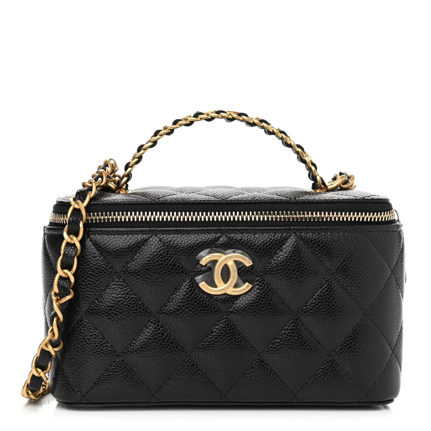 Chanel Shiny Caviar Quilted Pick Me Up Vanity Case Black 1012531