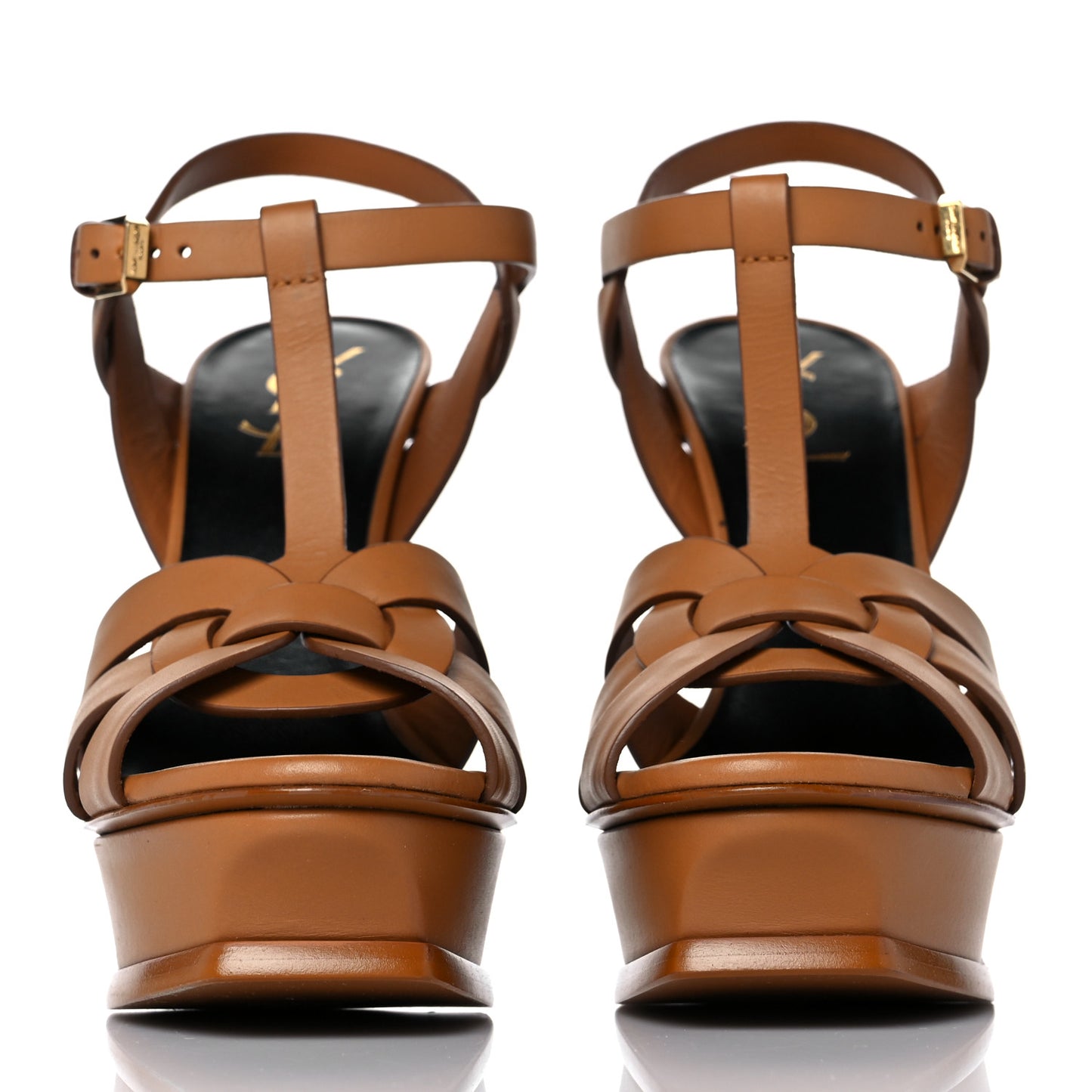 Calfskin Tribute 105 Platform Sandals 36 Caramel