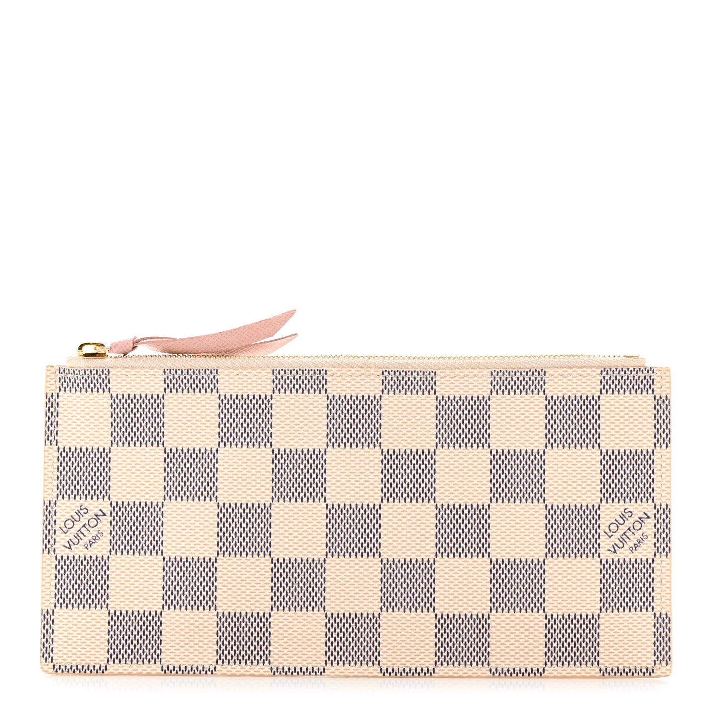 Damier Azur Felicie Chain Wallet Zippered Insert Rose Ballerine