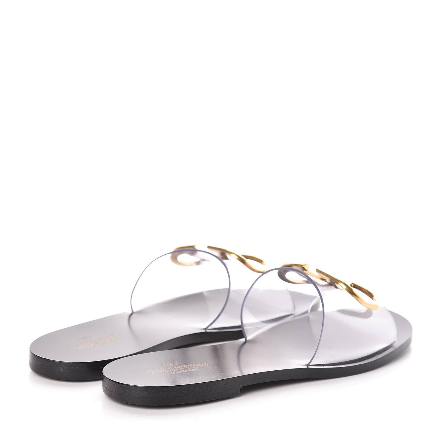 PVC Transparent Vlogo Flat Slide Sandals 39 Black