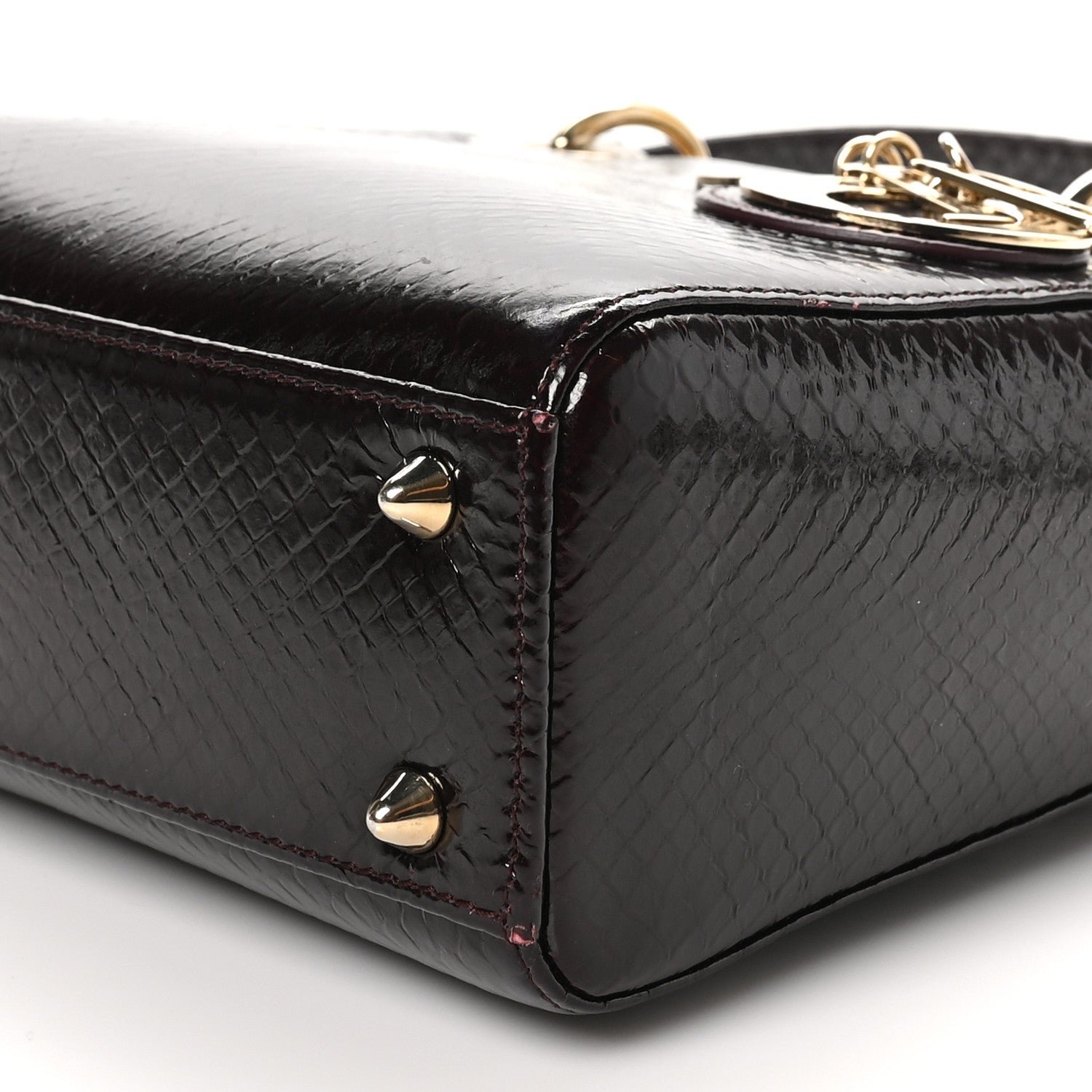 Christian Dior Snakeskin Small Lady Dior Burgundy 9 of 9