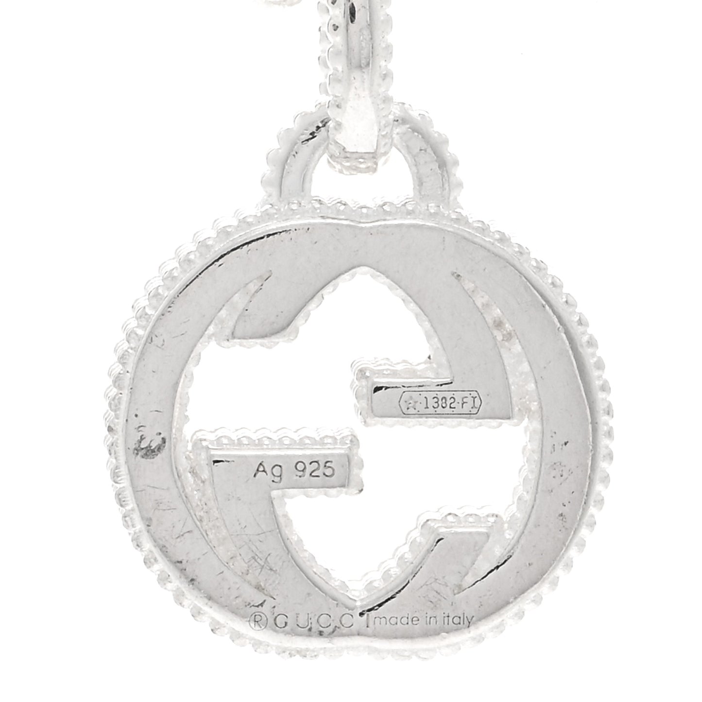 Sterling Silver Interlocking G Beaded Cluster Pendant Necklace