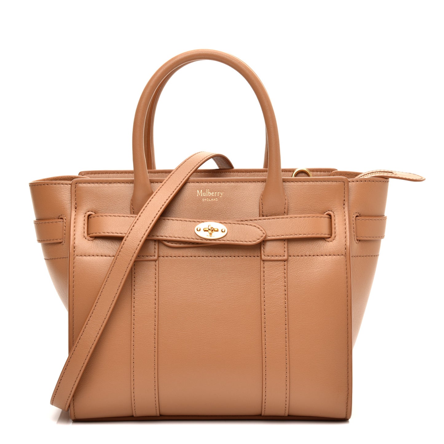 Silky Calfskin Small Bayswater Zip Tote Golden Yellow