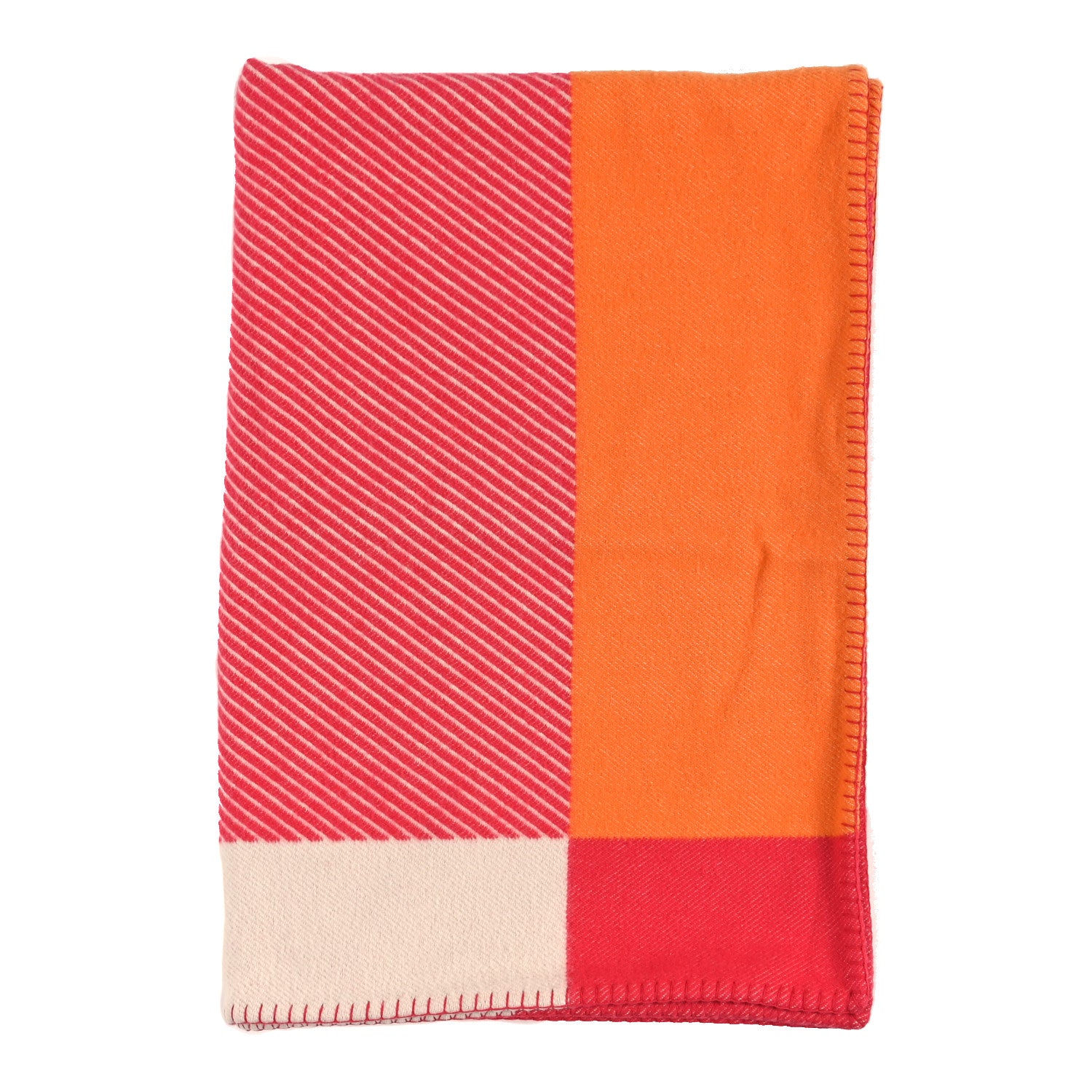 HERMES/新作　Hカドリーユ/カシミヤ100 Hermes Cashmere Fringe Rayee H Stole Blanc Casse 1816298
