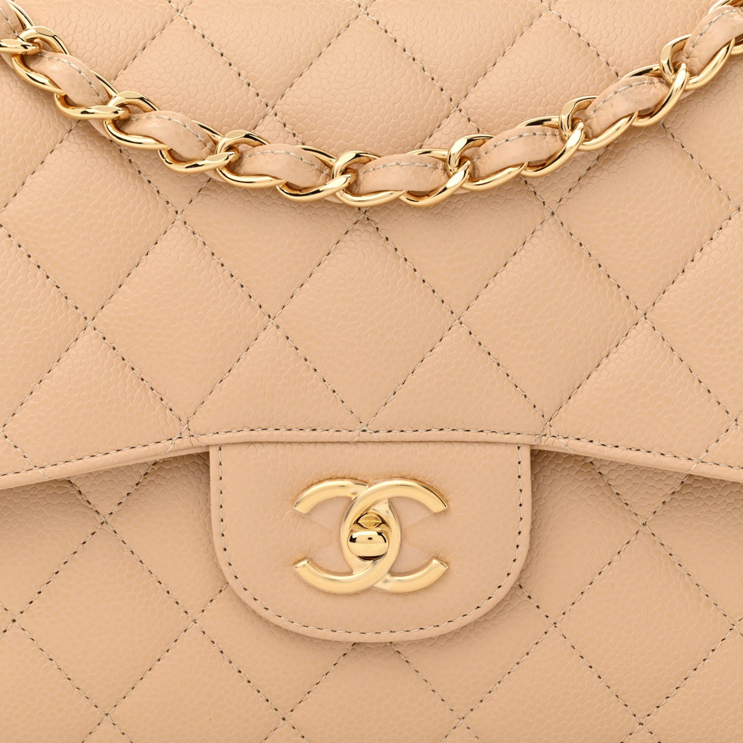 Chanel Caviar Quilted Jumbo Double Flap Beige 8 of 10