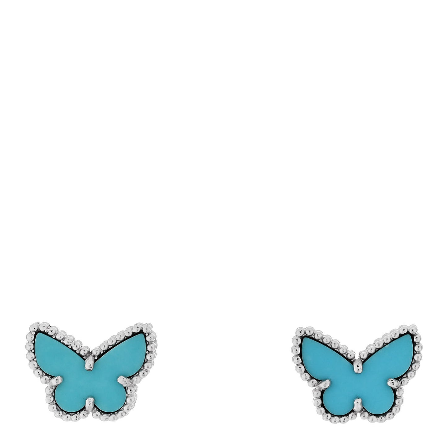 18K White Gold Turquoise Sweet Alhambra Butterfly Earrings
