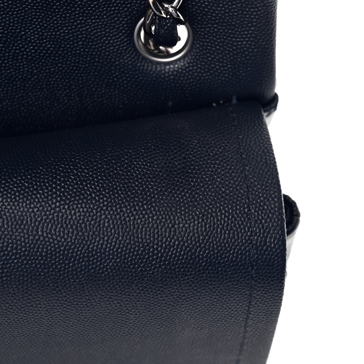 Caviar Quilted Maxi Double Flap Navy Blue