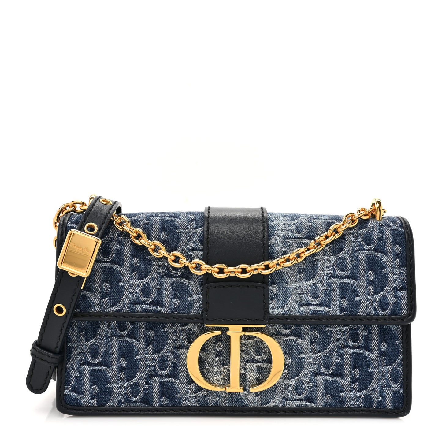 Denim Oblique 30 Montaigne East West Chain Flap Bag