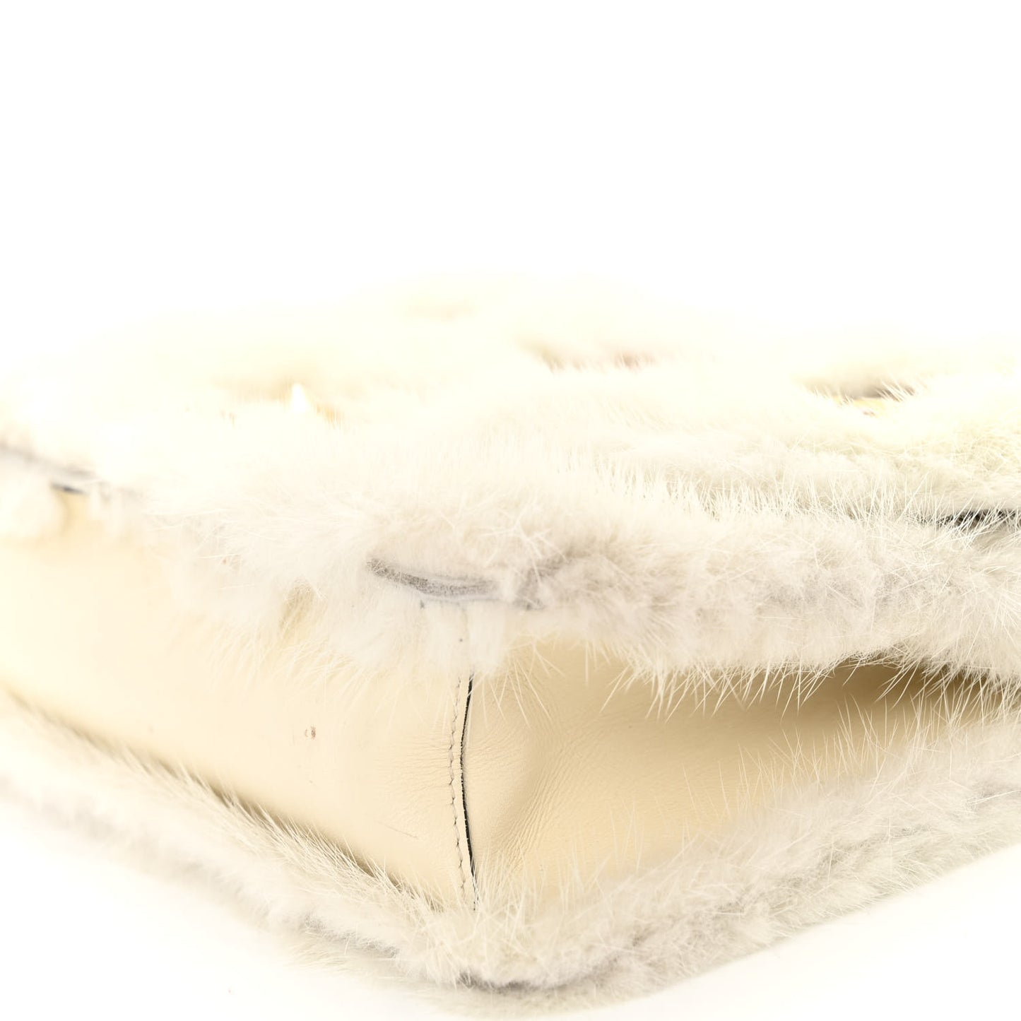 Mink Fur Small Demilune Shoulder Bag Beige