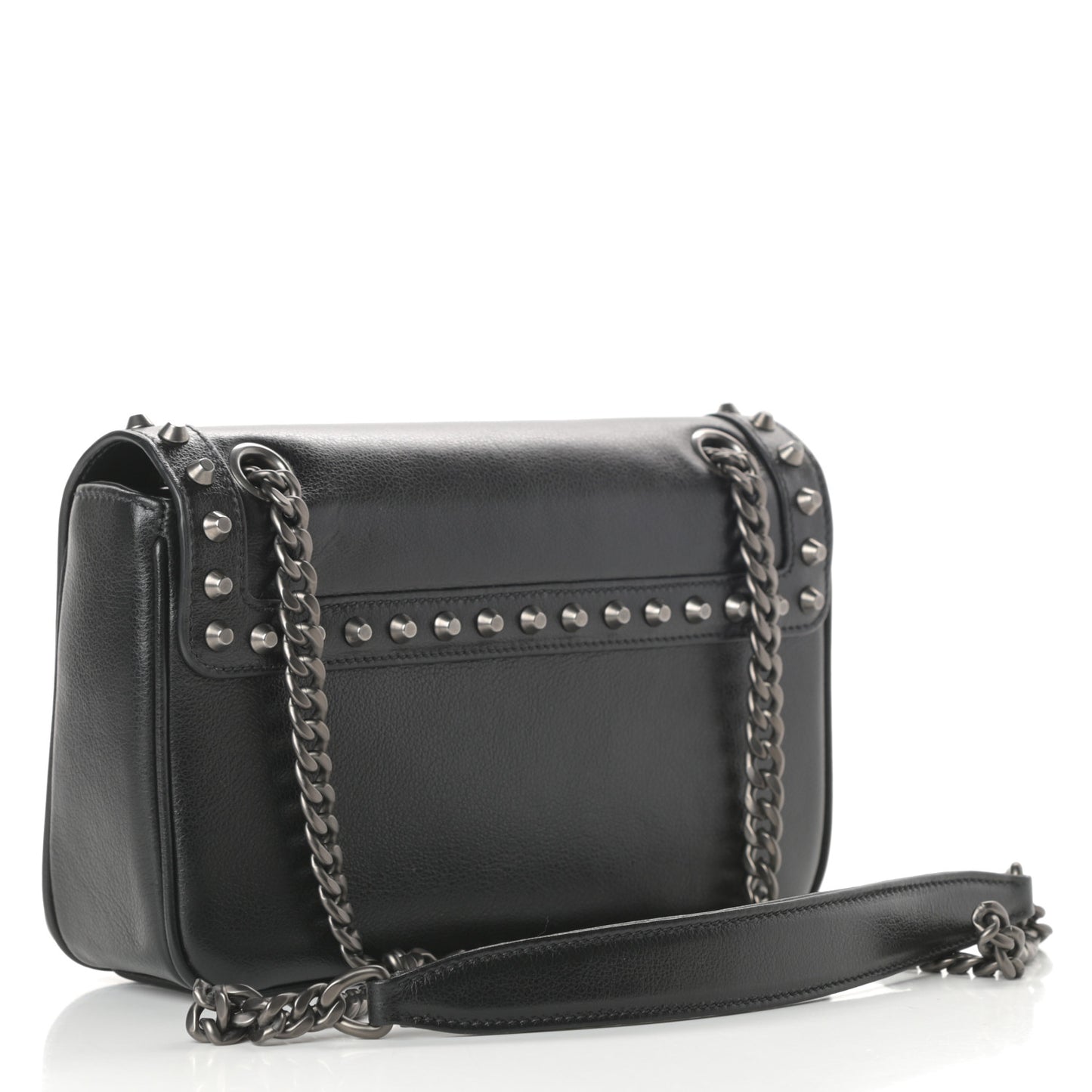Glace Calfskin Studded Crossbody Black
