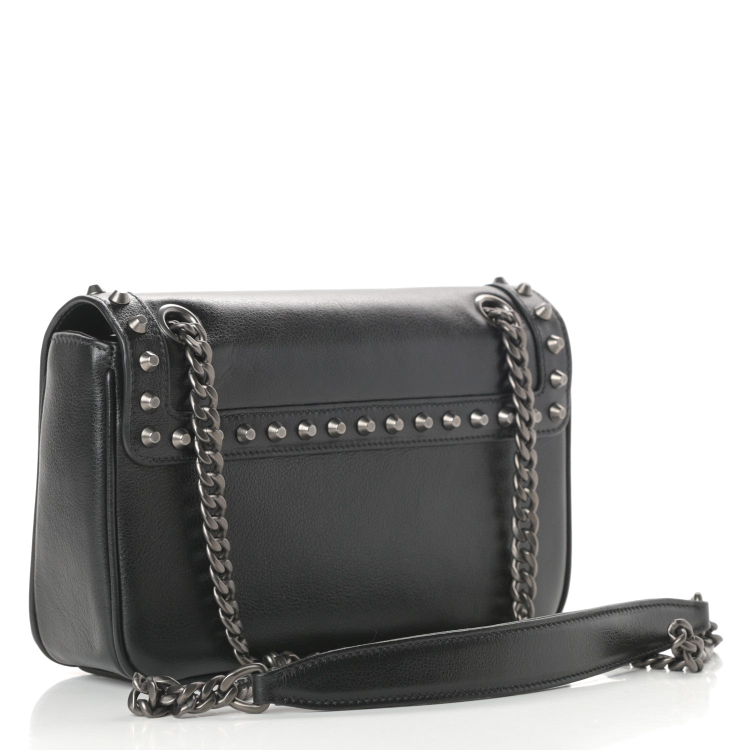 Prada Glace Calfskin Studded Crossbody Black 3 of 11