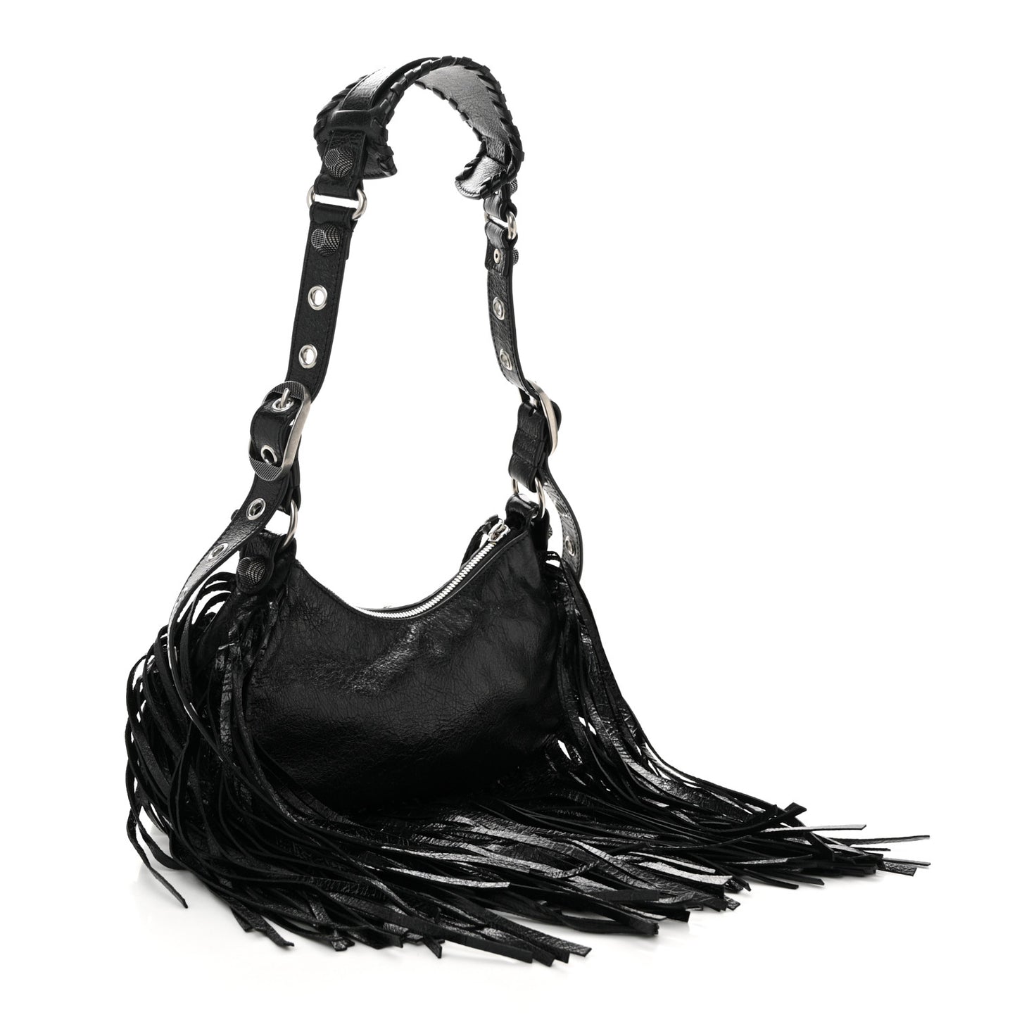 Agneau Arena Le Cagole Fringe Shoulder Bag XS Black