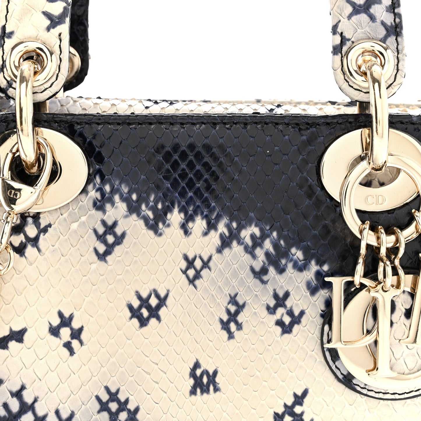 Snakeskin Mini Lady Dior Beige Blue