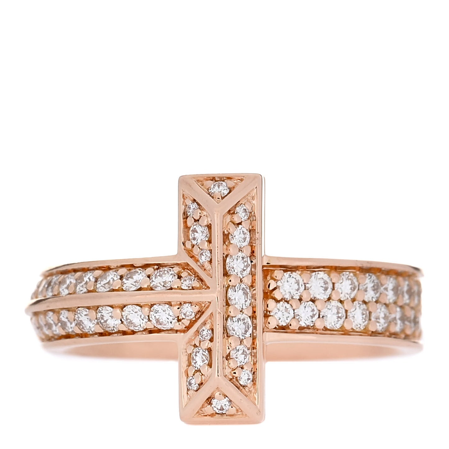 18K Rose Gold Diamond Wide T T1 Wide Ring 51 5.75