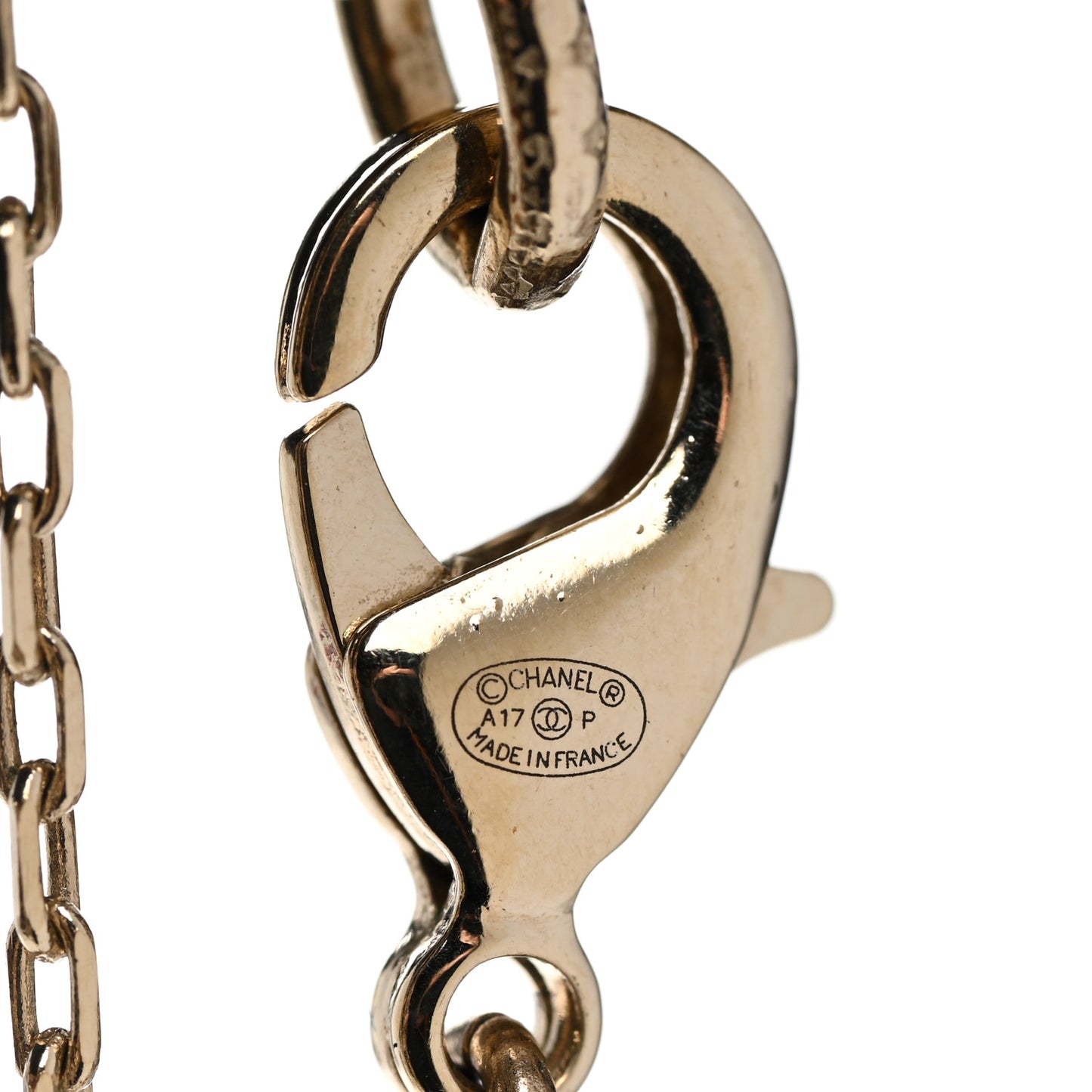 Quilted I Heart Chanel Logo Necklace Gold