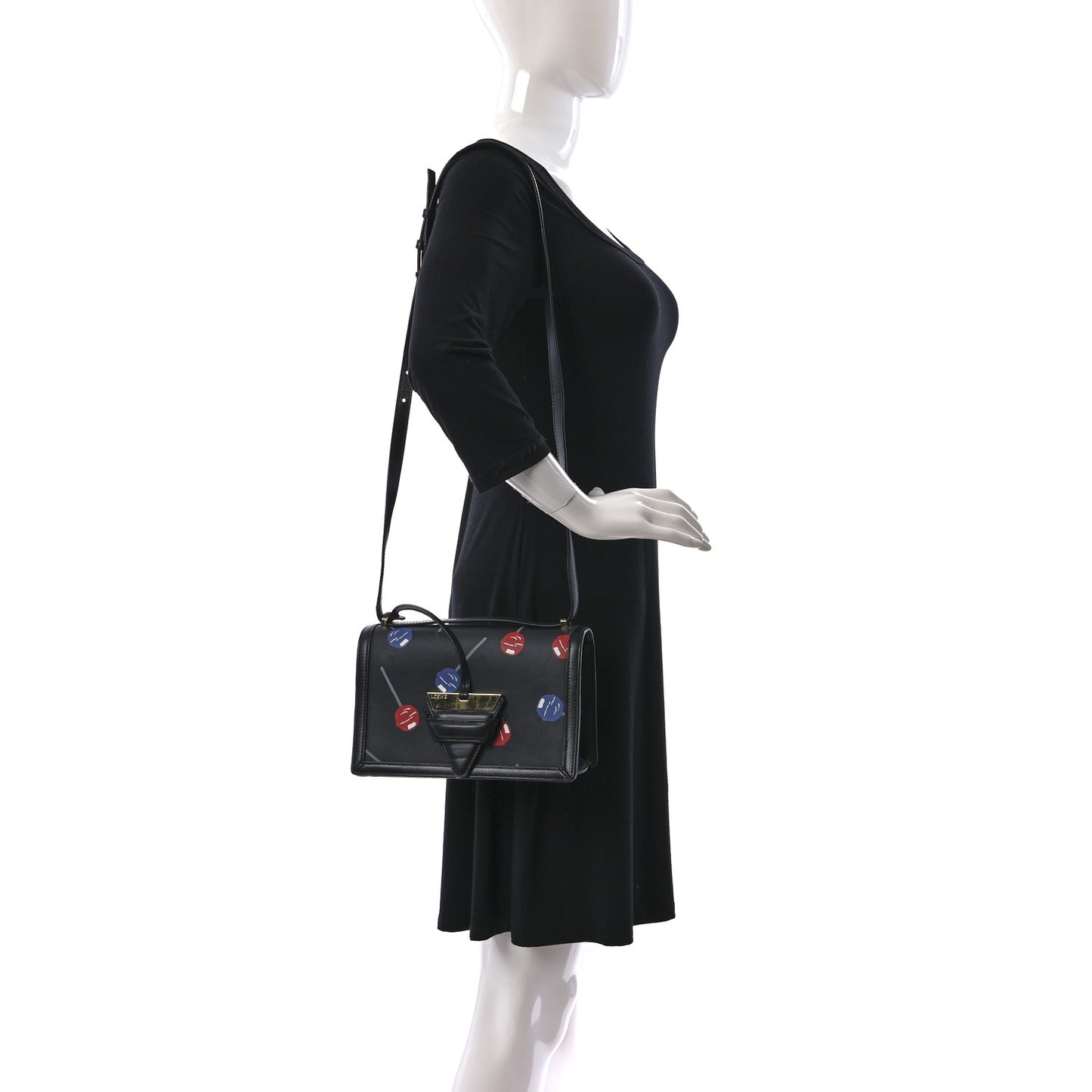 Calfskin Lollipop Small Barcelona Shoulder Bag Black