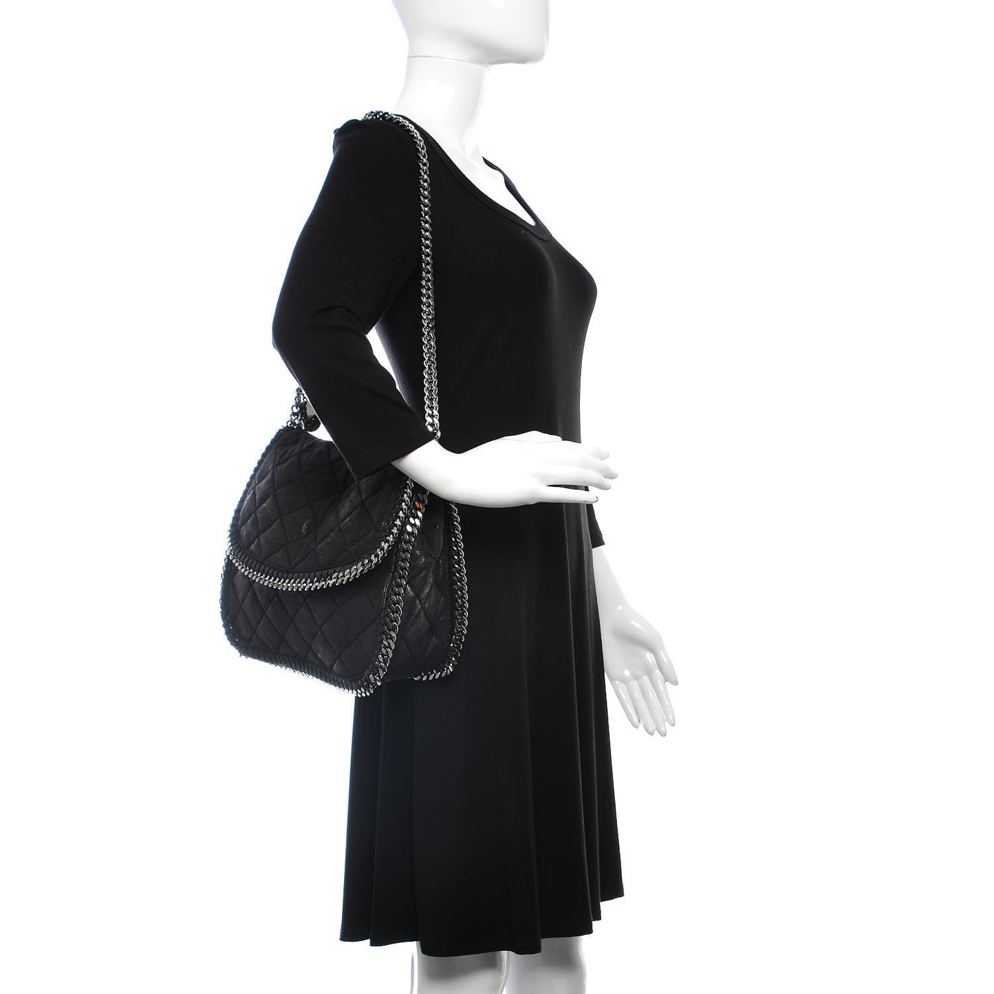 Shaggy Deer Quilted Falabella Shoulder Bag Black