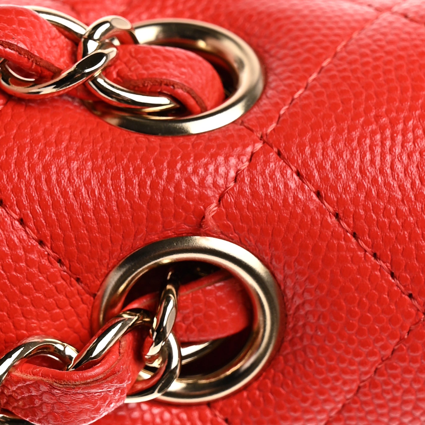 Caviar Quilted Medium Double Flap Red