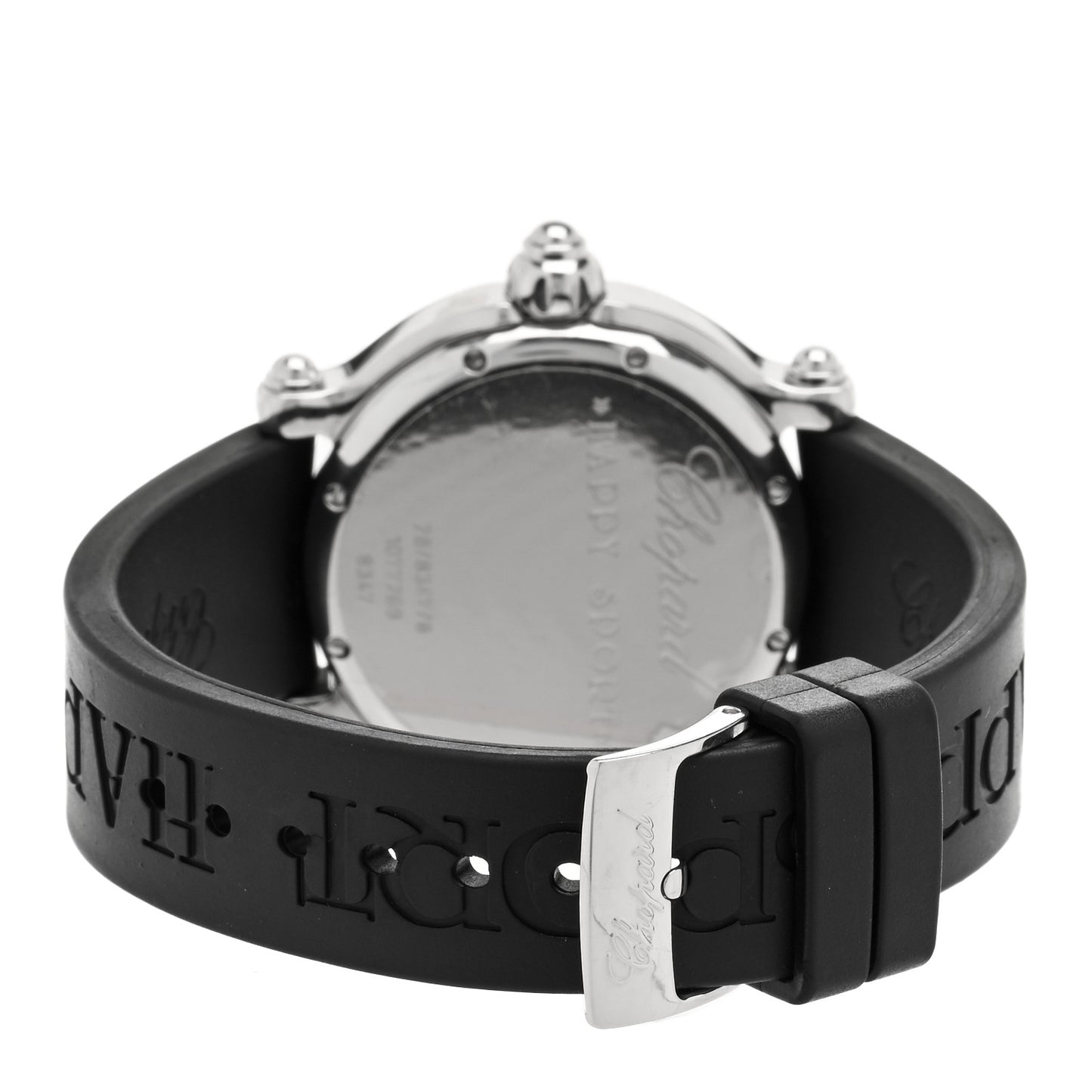 Stainless Steel Rubber Diamond 38mm Happy Sport Fish Quartz Watch Black
