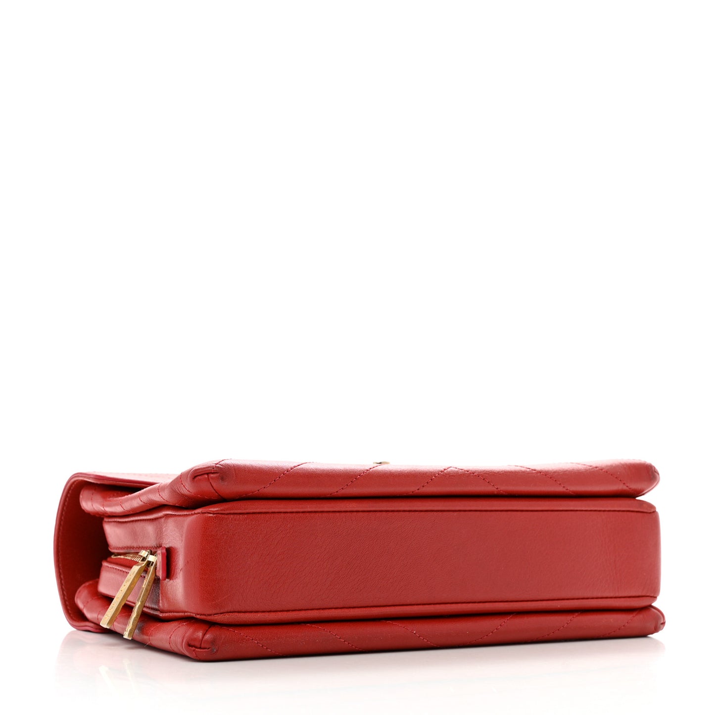 Lambskin Chevron Stitched Medium Envelope Flap Red
