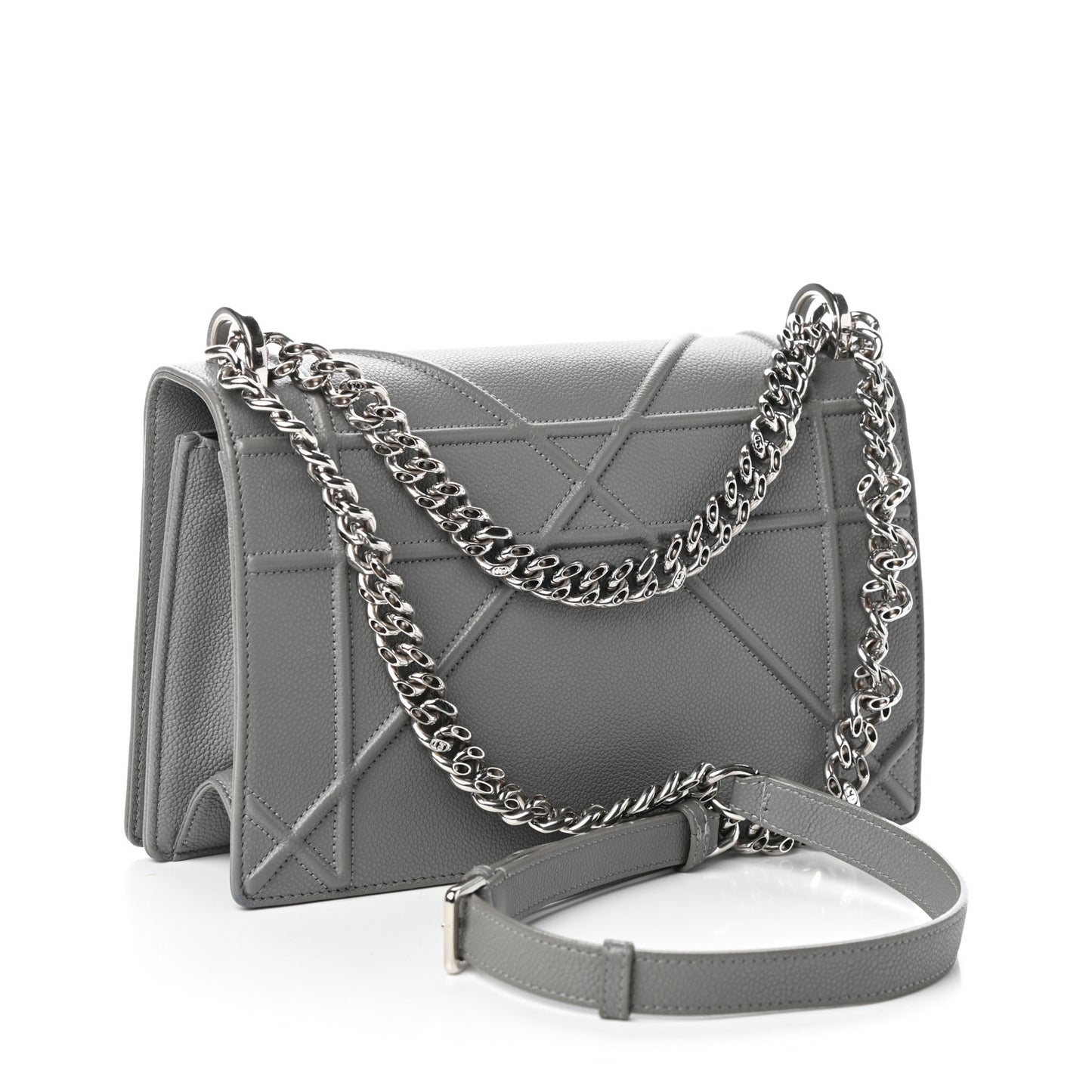 Grained Calfskin Medium Diorama Flap Bag Gris
