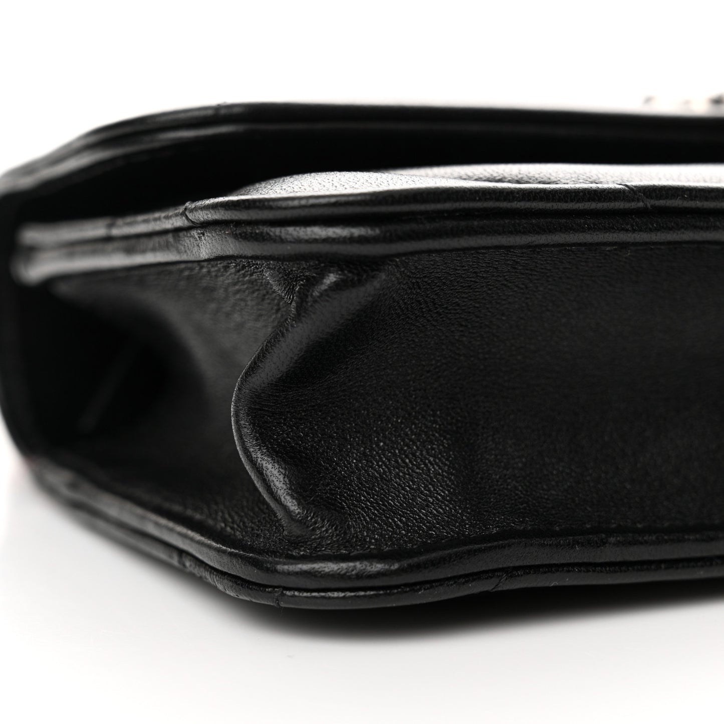 Lambskin Quilted Chanel 19 Flap Phone Holder With Chain Black