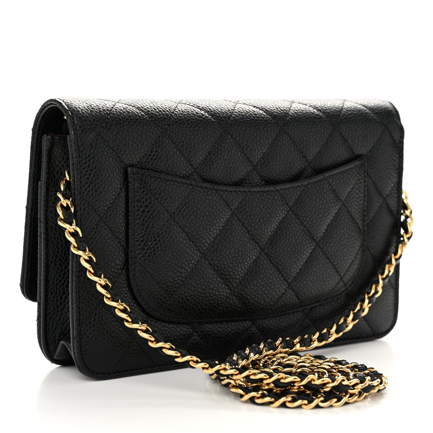 Caviar Quilted Wallet on Chain WOC Black