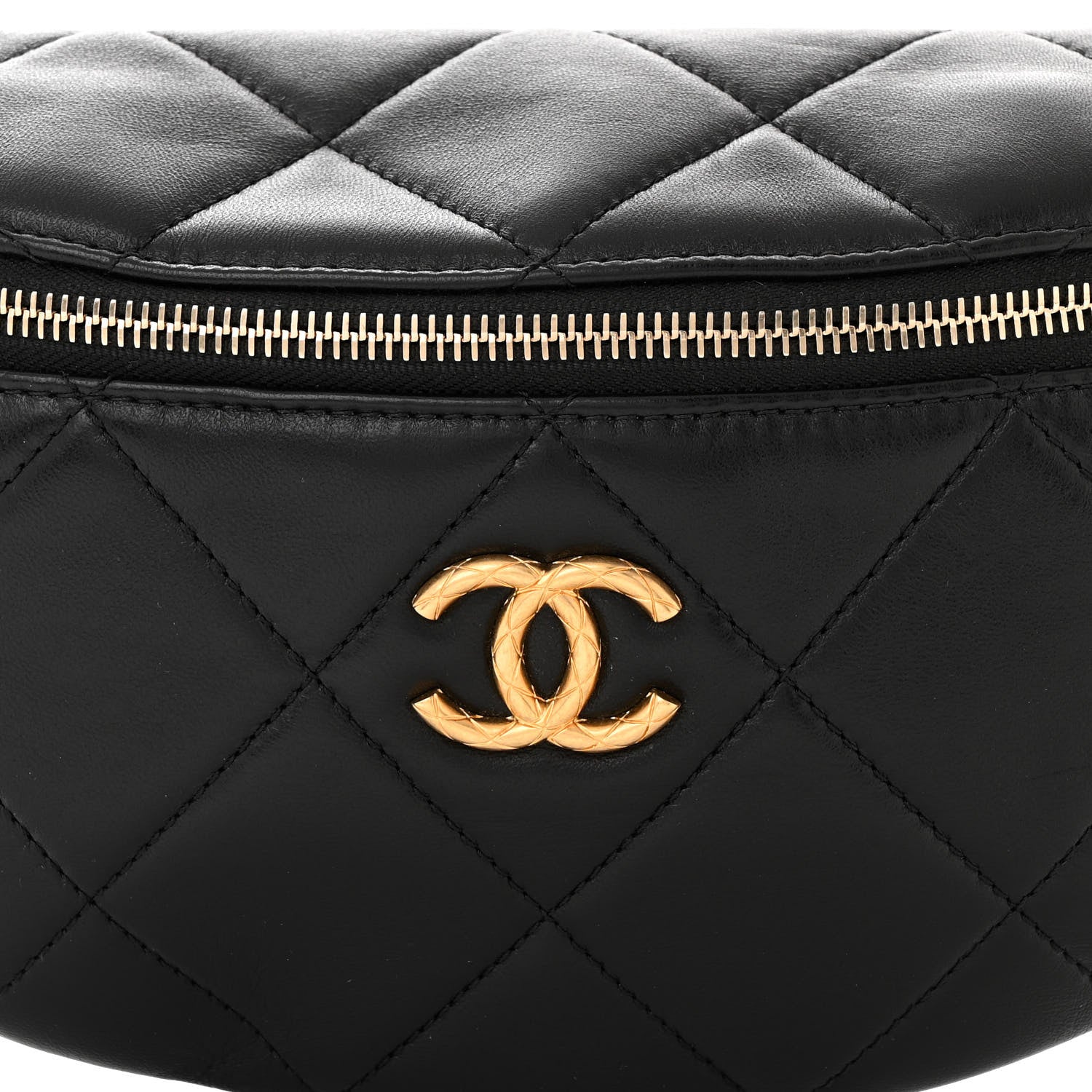 Chanel Lambskin Enamel Quilted Waist Bag Black 7 of 9