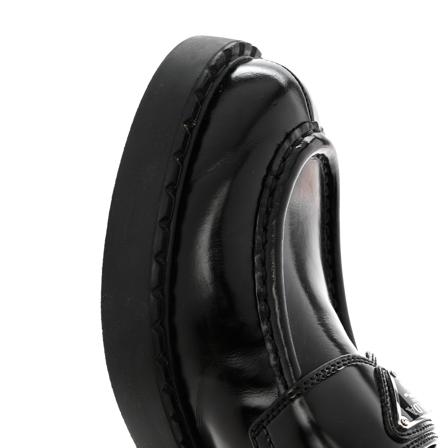 Prada Spazzolato Metal Triangle Logo 50mm Loafers 40 Black 10 of 10