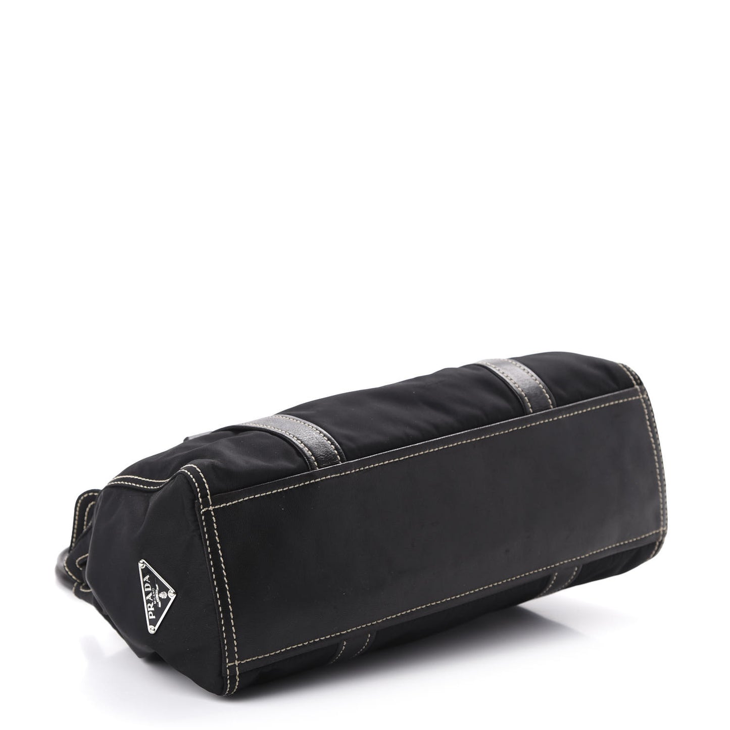 Tessuto Nylon Twist Soft Calfskin Shoulder Bag Black