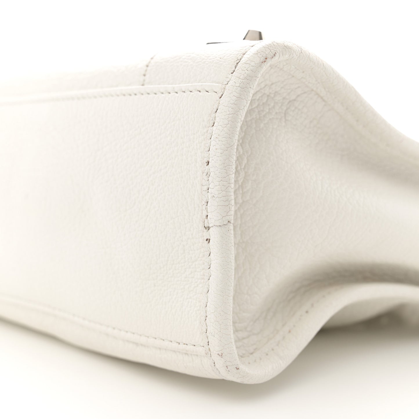 Chevre Silver Metallic Edge Hardware S City White