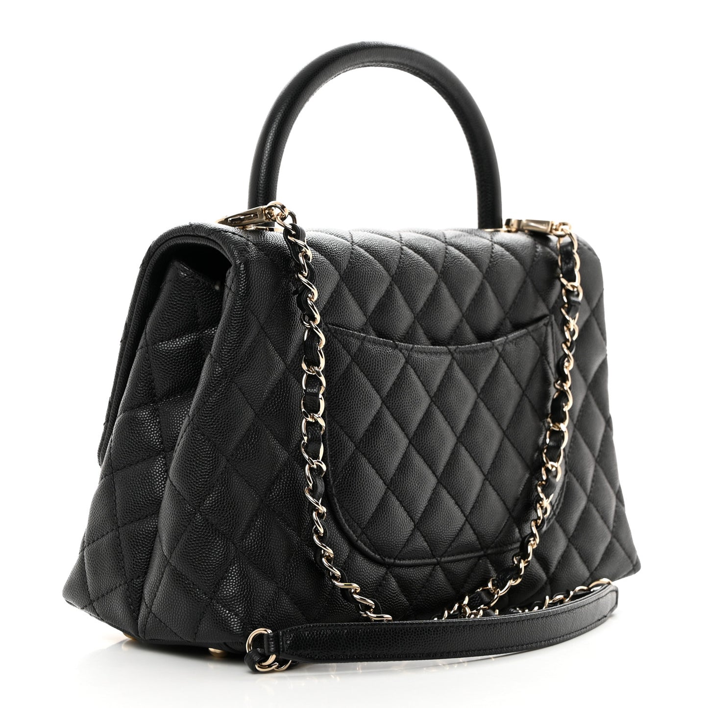 Caviar Quilted Small Coco Handle Flap Black